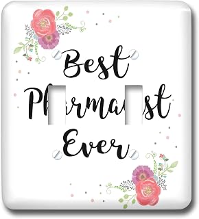 3dRose InspirationzStore - Love Series - Floral Best Pharmacist Ever watercolor pink flowers pharmacy work job - double toggle switch (lsp_315749_2)