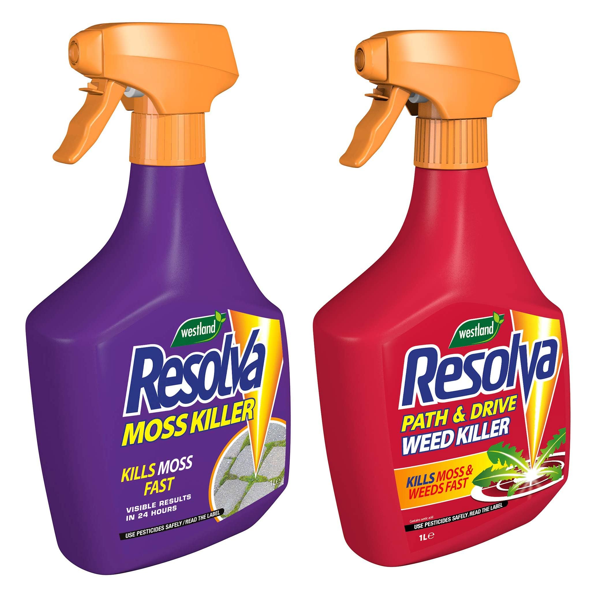 Resolva Moss Killer Spray and Path & Drive Weedkiller 1L