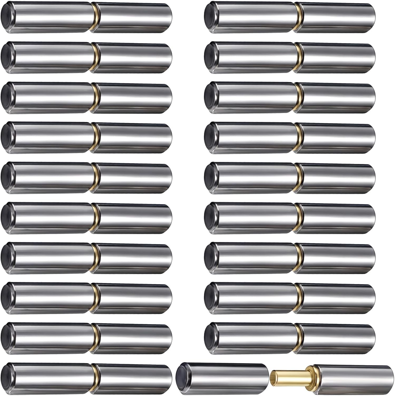 24 Pack Weld On Bullet Hinge, 3 inch Heavy Duty Weldable Barrel Hinge for Metal Gate, Trailer Ramp Pin OD 1/2 inch