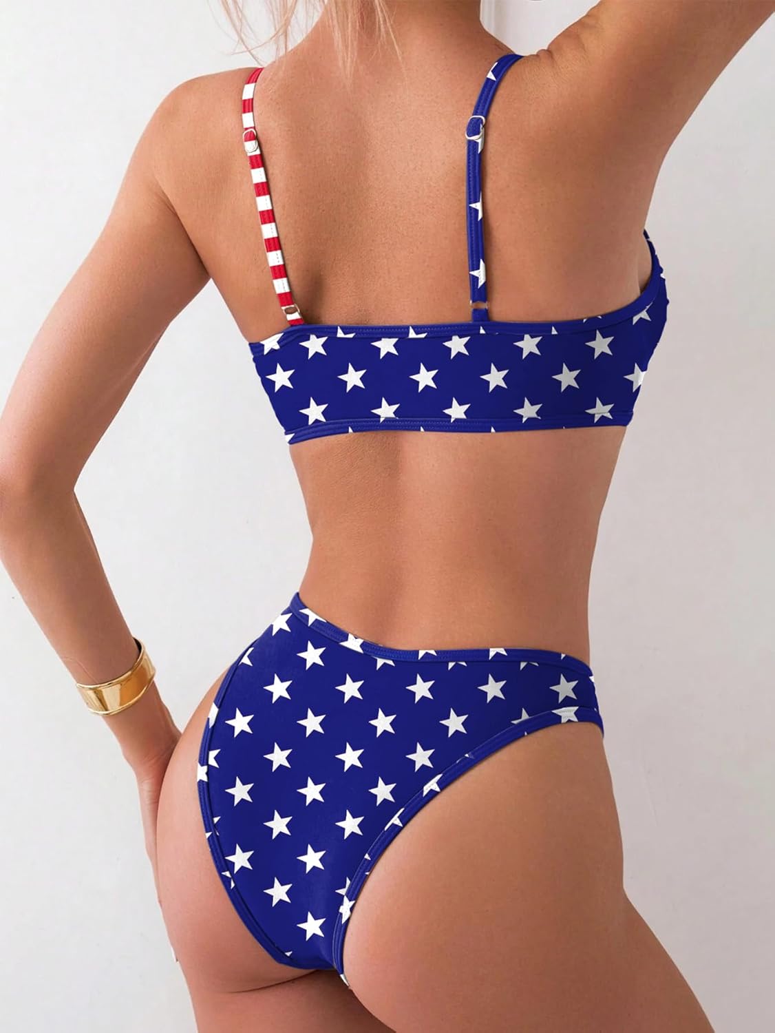 Fanuerg Women's Triangle Bikini Sets Circle Ring Linked Two Piece Swimsuit Color Block Cheeky Bathing Suits - Image 3