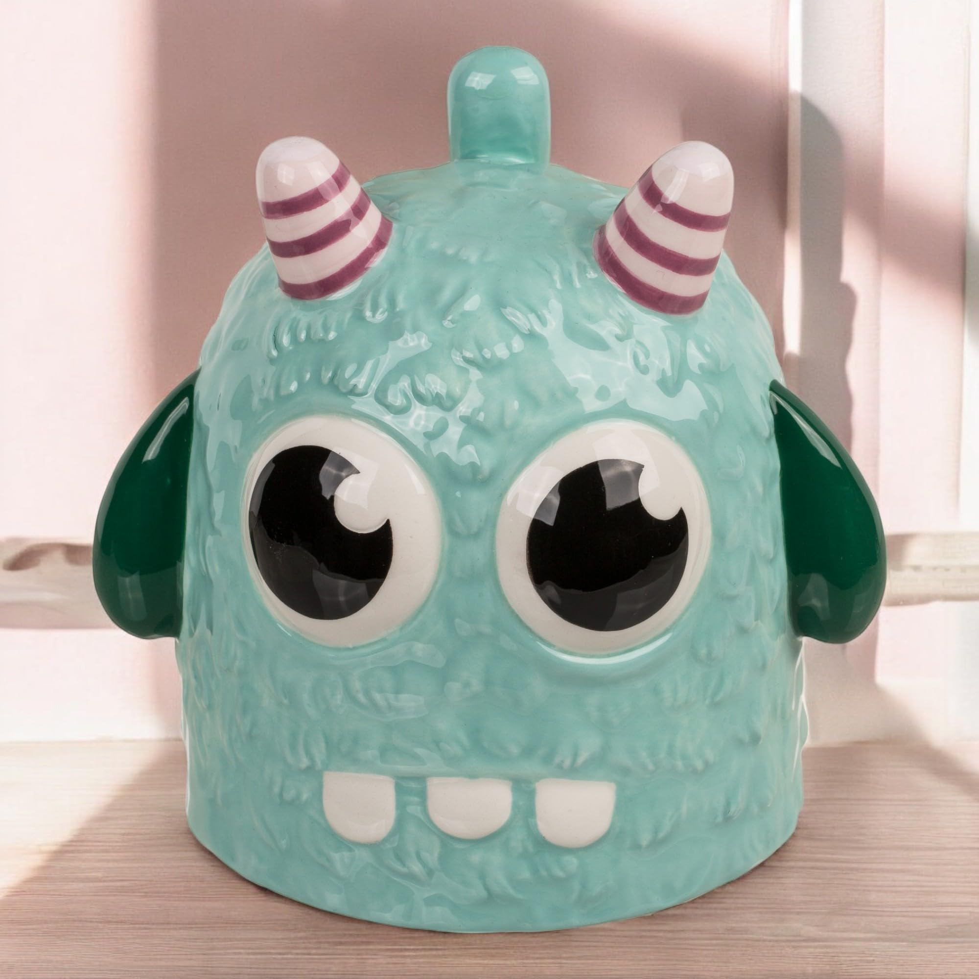 Tazza da caffè con manico, tazza da tè – Upside-Down Mug – Tazza rovesciata in ceramica, ca. 400 ml (Monster Blu)