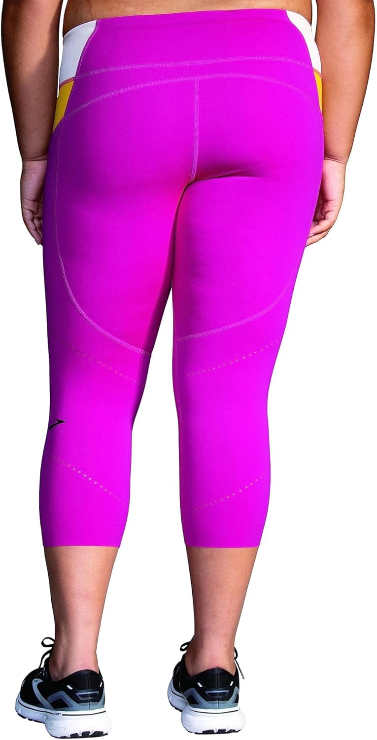 Brooks Women's Method 3/4 Tights - Purple, S-XXL - Fitted Capri Leggings - Quick-Dry, Stretchable - Yoga, Jogging, Running