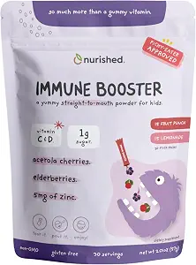 Kids Immune Booster with Elderberry, Acerola Cherry, Zinc, Vitamins C & D - 30 Servings