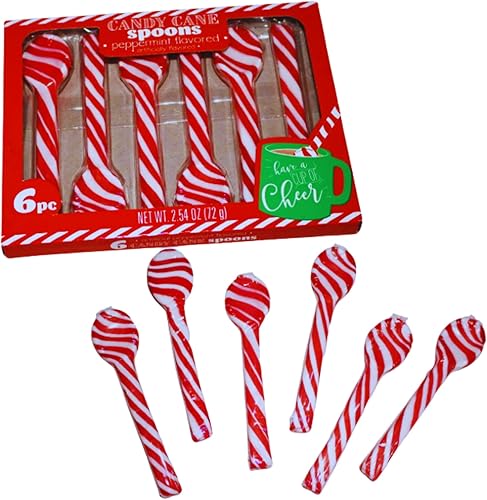 Miniatura 3 de Ja'Cor Cucharas de bastón de caramelo con sabor a menta, envueltas individualmente, regalos de fiesta, 6 unidades, caja con 1 taza plegable (4