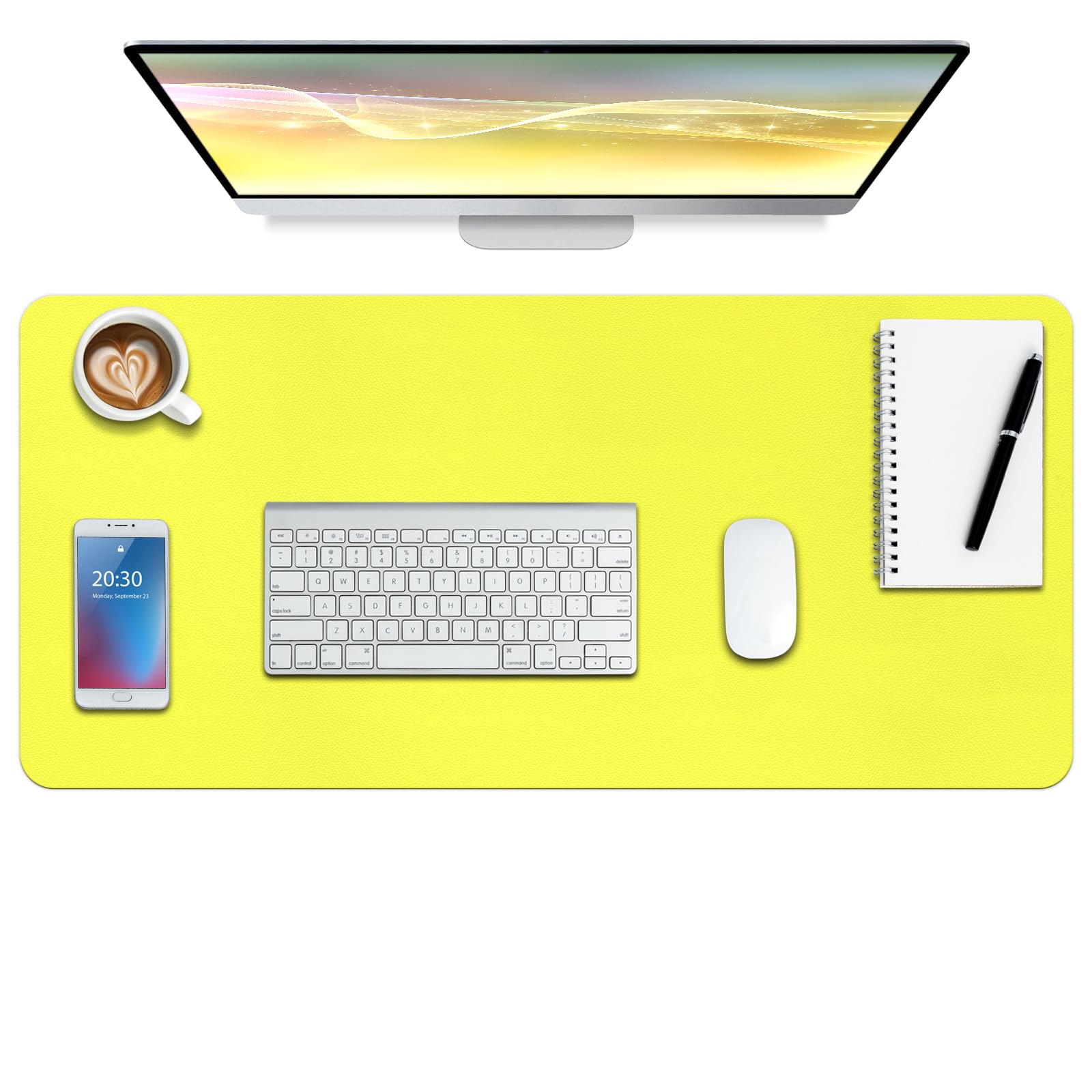 Boutilon Leather Desk Mat - Waterproof Desk Pad for Desktop, Keyboard and Mouse Protection, 76 * 36.5cm (M Lemon) — image 1
