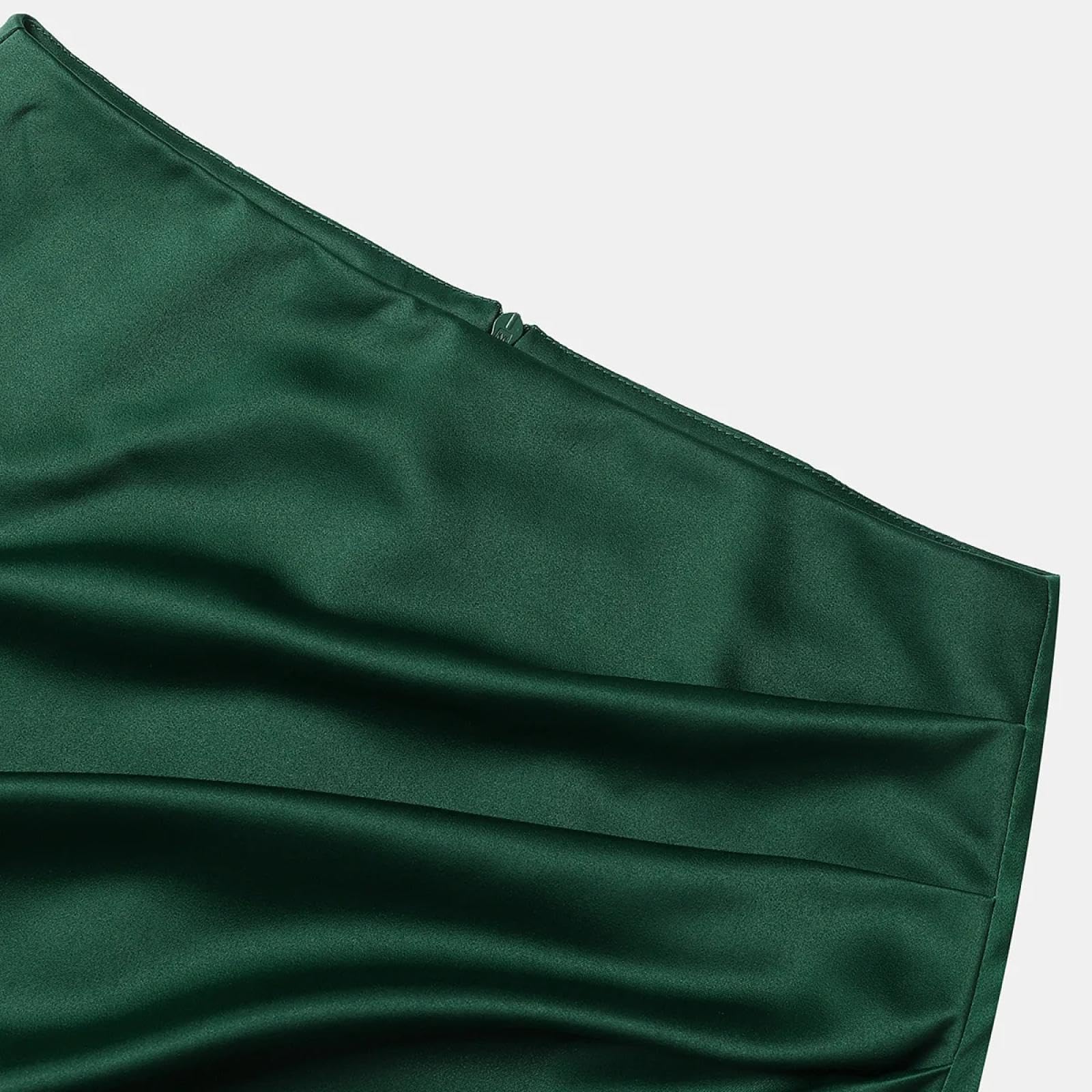 Faldas De Tubo Mujer Falda Larga Plisada De Satén De Cintura Alta para Mujer Falda Larga Dividida De Color Sólido con Cremallera Faldas Elegantes para Fiesta De Oficina para Mujer