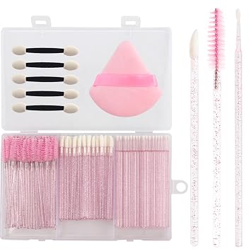 Upgrade 206pcs Disposable Makeup Applicators Kit, Mascara brush/Lip Applicators/Micro Applicator Brushes/Dual Sides Eye Shadow Sponge Applicators/Triangle Makeup Puffs with Organizer Box