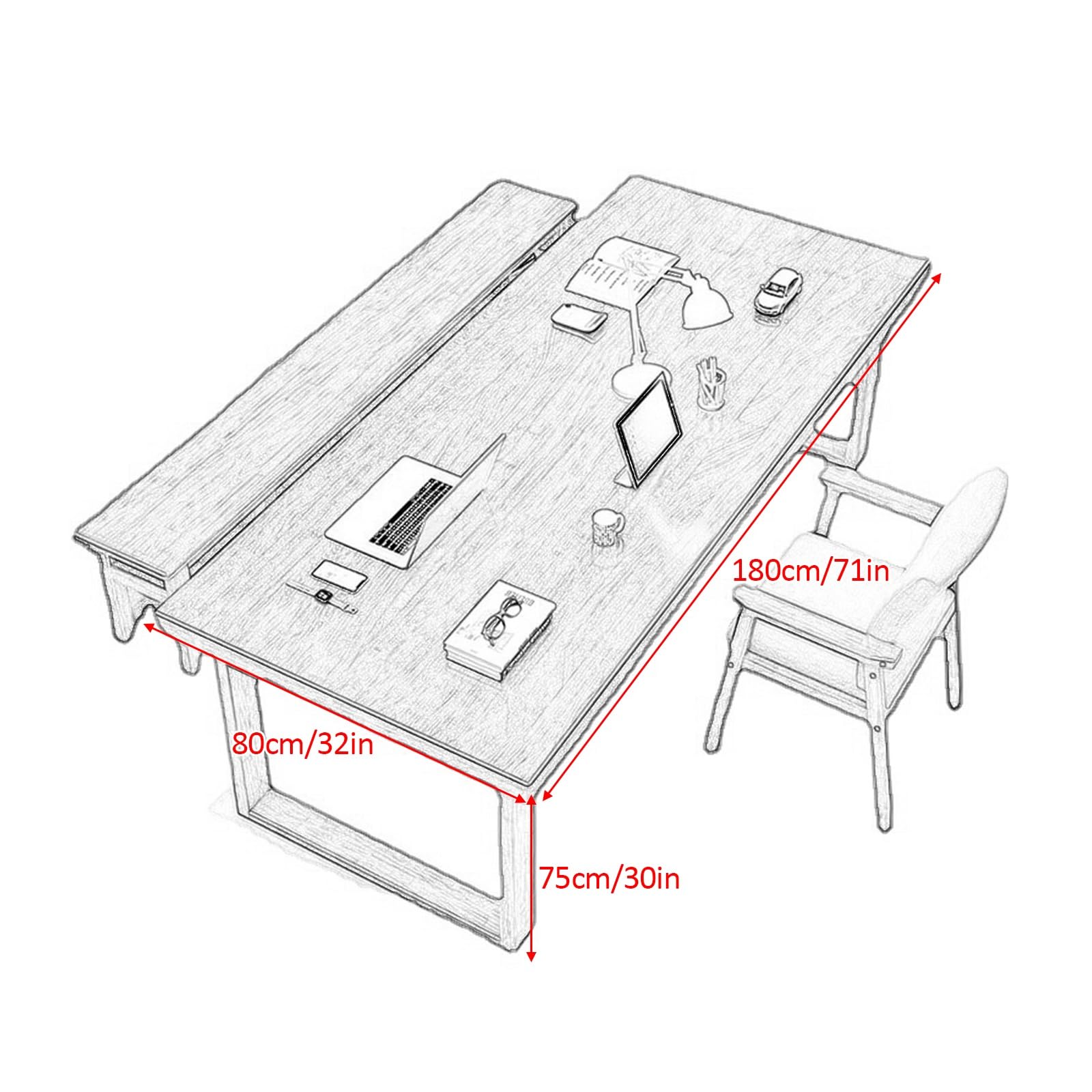 Konferenztisch für Schulungen, Büros und Meetings, großer Konferenztisch aus Massivholz für 4-8 Personen, robuster Seminartisch, braune Ausführung, 180 x 81 x 76 cm (71 x 32 x 30 Zoll) - Pro