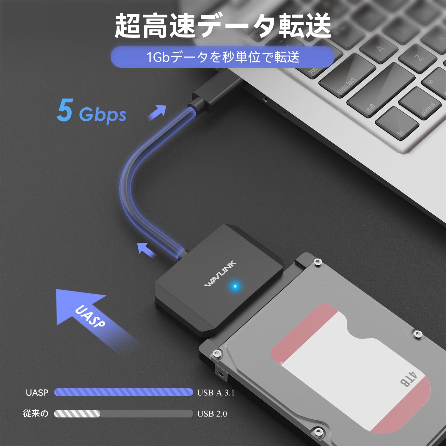 WAVLINK SATA USB3.0 変換ケーブル 2.5/3.5インチ HDD SSD用 UASP対応