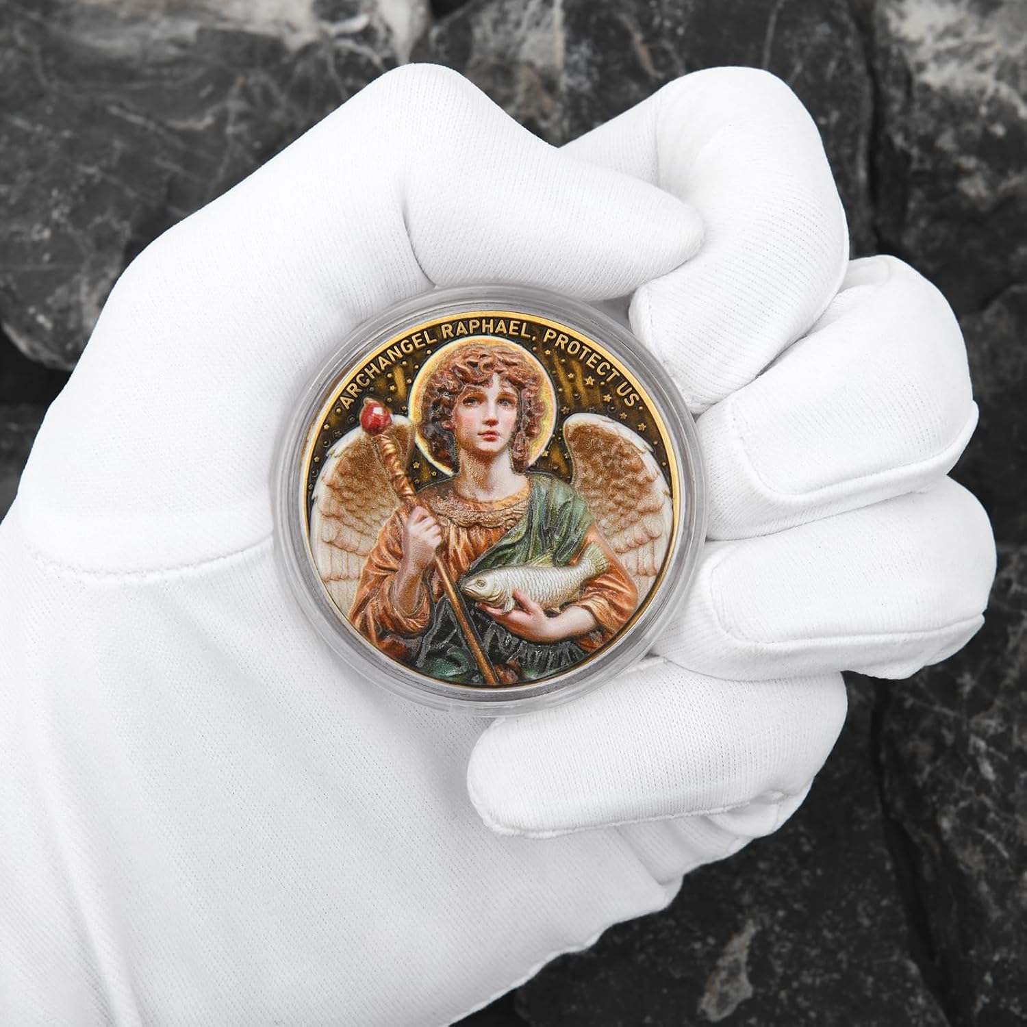Archangel Raphael Challenge Coin, Guardian Angel Healing & Protection Coin image 4