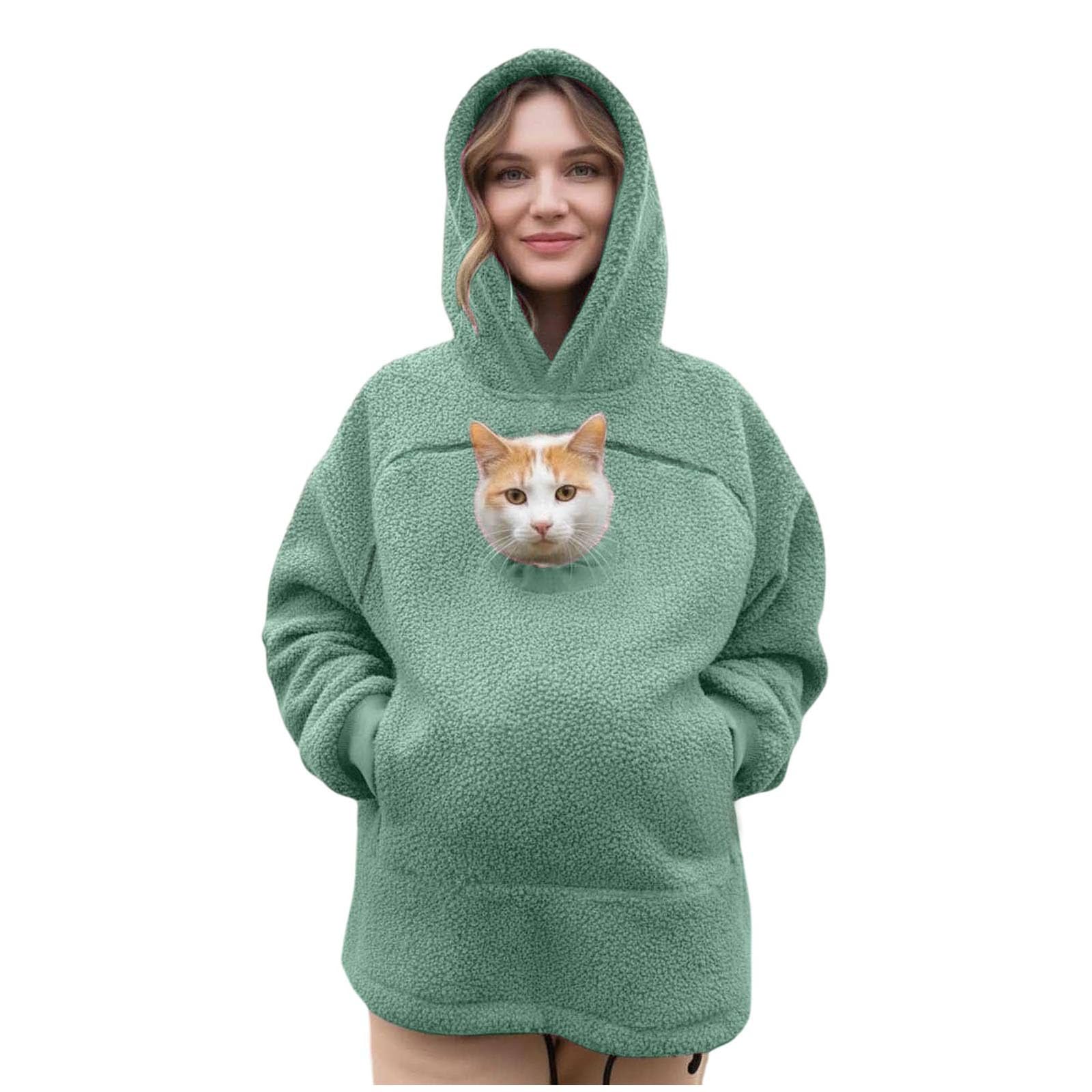 Sudadera con Capucha para Mujer,Bolsillo para Transportar Mascota Pequeñas