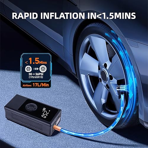 Miniatura 4 de Inflador de neumáticos, compresor de aire portátil para pelota de automóvil y baloncesto para pelotas deportivas, bomba de aire automática para