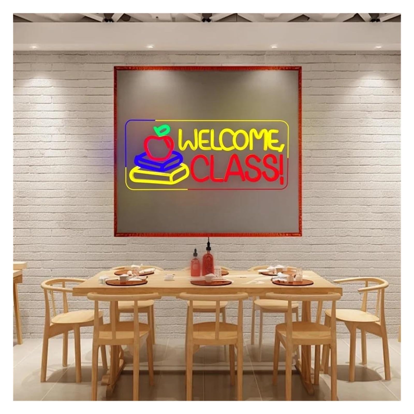 Insegna al per neon a LED Welcome Class utilizzata per l'ingresso del negozio, per il funzionamento e la decorazione murale club 18cmх42cm