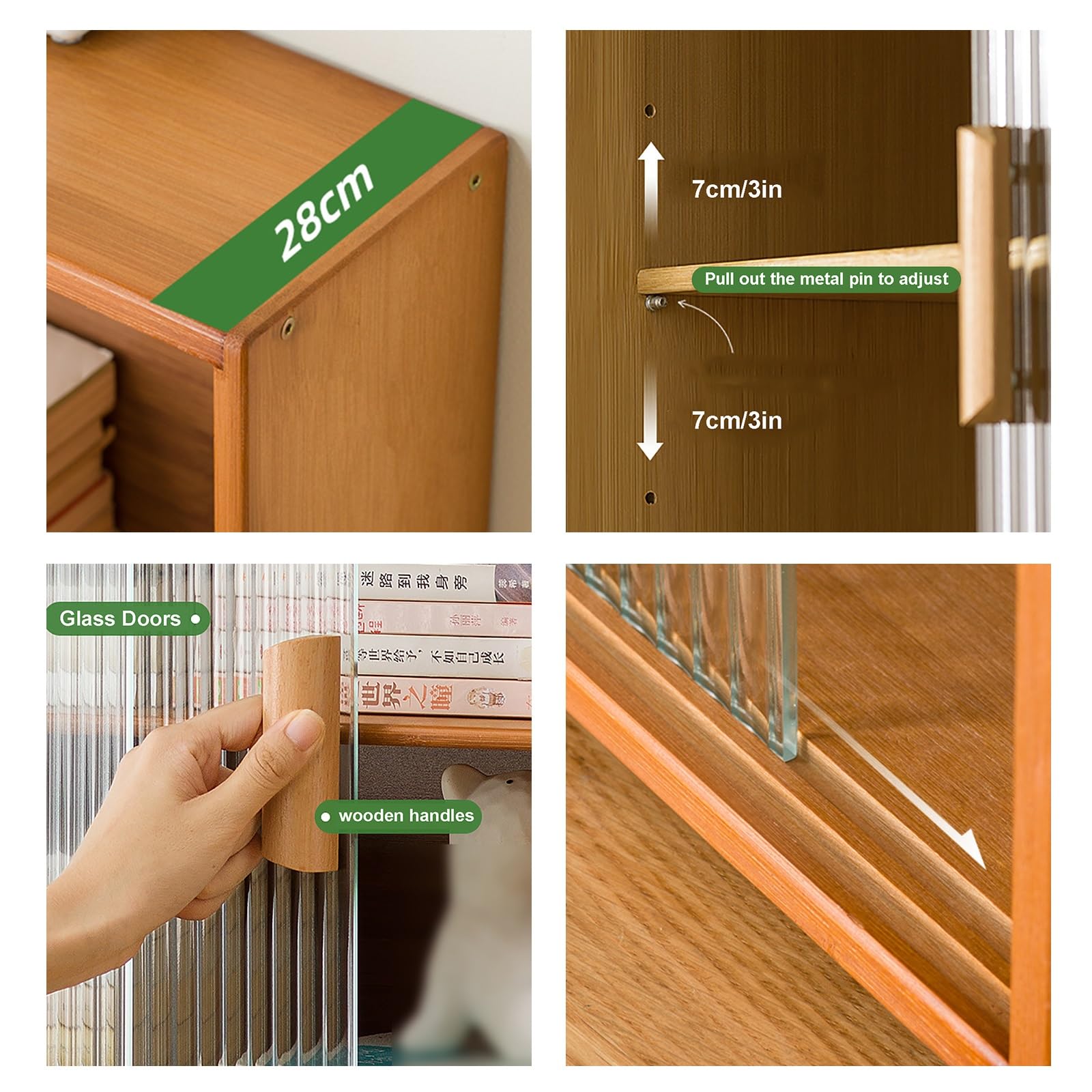 Organizer da scrivania con scomparti multipli e porta scorrevole per ufficio (beige)
