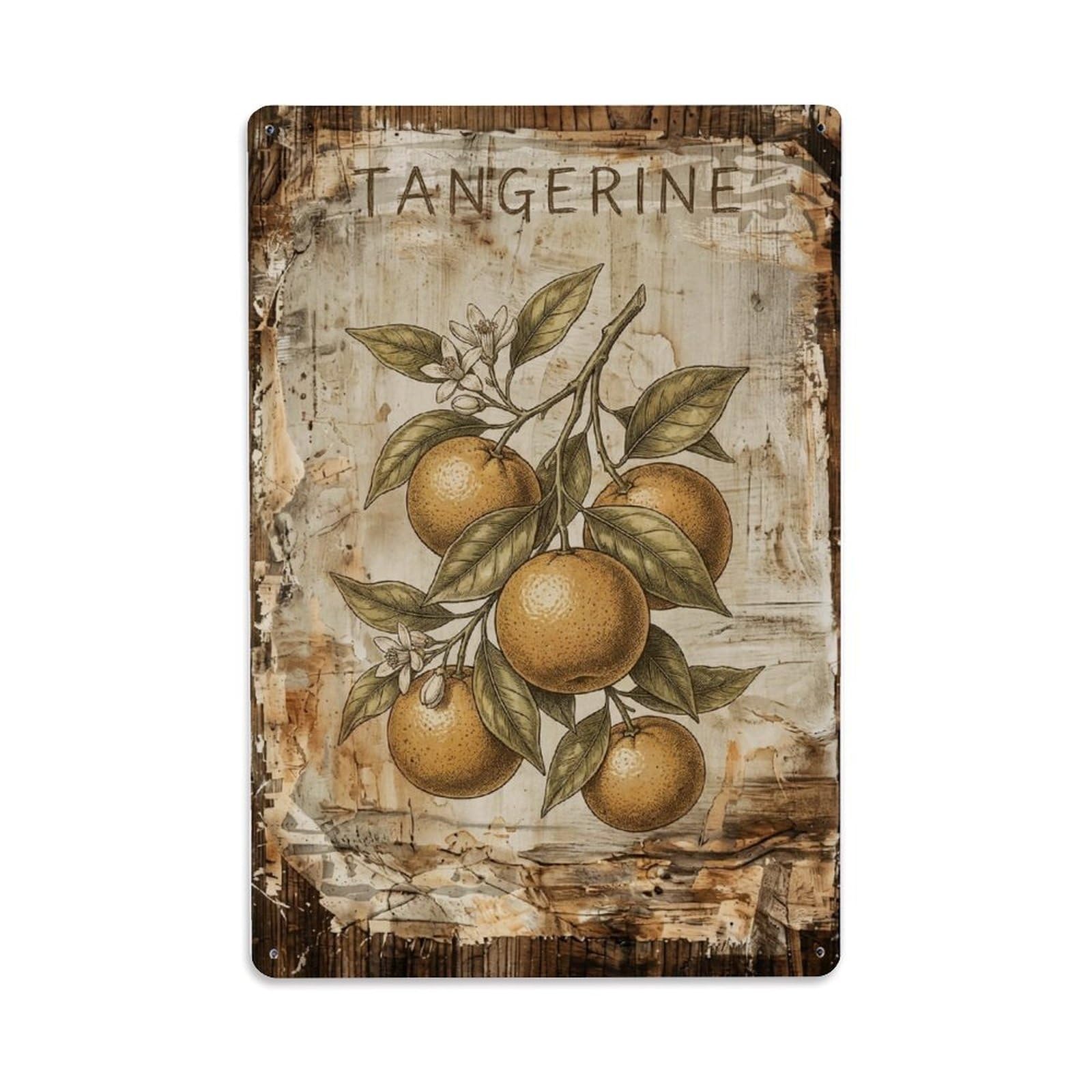 Fqnyr Style Tangerine Citrus Fruit Metal Tin Sign Plaque Wall Decor For Cafe, Club Bar, Office, Home Garden Metal Poster 8X12inch