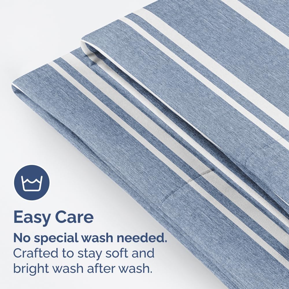 King Standard Pillow Cases Set of 2 - Ultra-Soft Hotel Quality Pillowcase Covers - Comfy, Cozy & Fade Free - Wrinkle Resistant - Machine Washable Pillow Protectors - 2 Piece Set - Blue Stripes 3 thumbnail