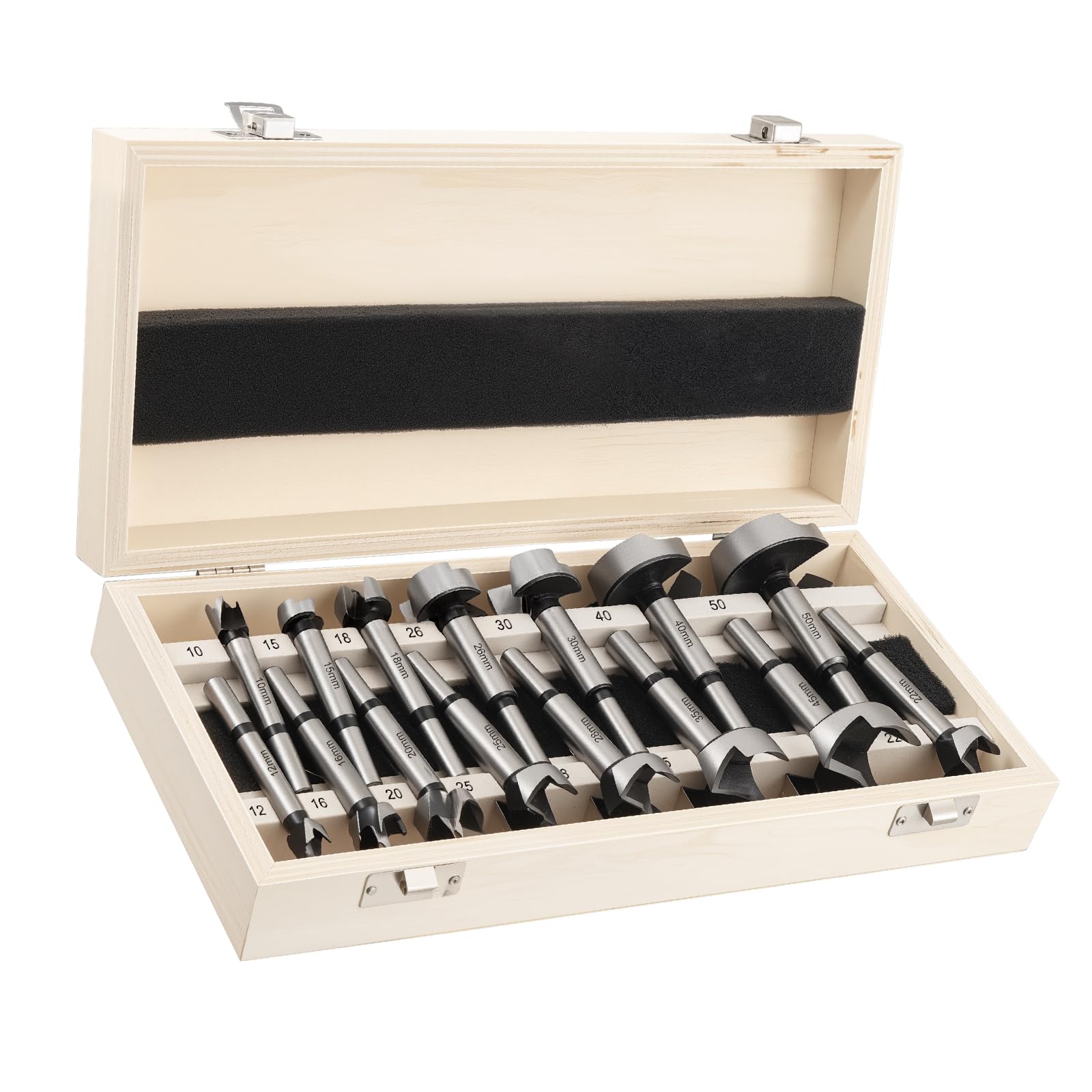 eROOSY Forstnerboorset, 15 stuks, 10-50 mm, Forstnerboren voor hout, kunstboor, Forstner boorset, houtboor met ronde schacht, Forstnerboor voor hardhout, zacht hout, kunststof, massief hout eROOSY Forstnerboorset, 15 stuks, 10-50 mm, Forstnerboren voor hout, kunstboor, Forstner boorset, houtboor met ronde schacht, Forstnerboor voor hardhout, zacht hout, kunststof, massief hout