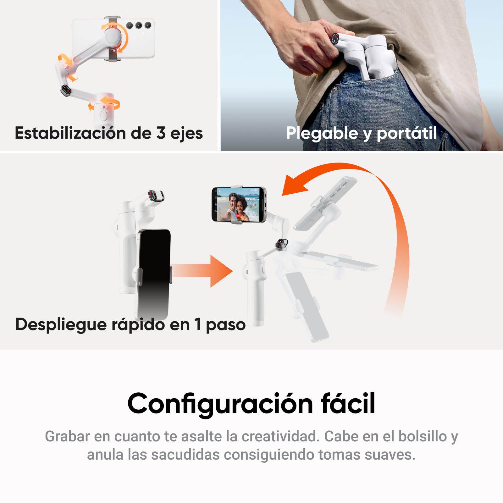 Insta360 Flow 2 Plus Paquete rastreador por IA Color Gris - Gimbal para teléfono, Seguimiento por IA con Cualquier App, Seguimiento, trípode/Selfie Stick, Gimbal para iPhone/Android
