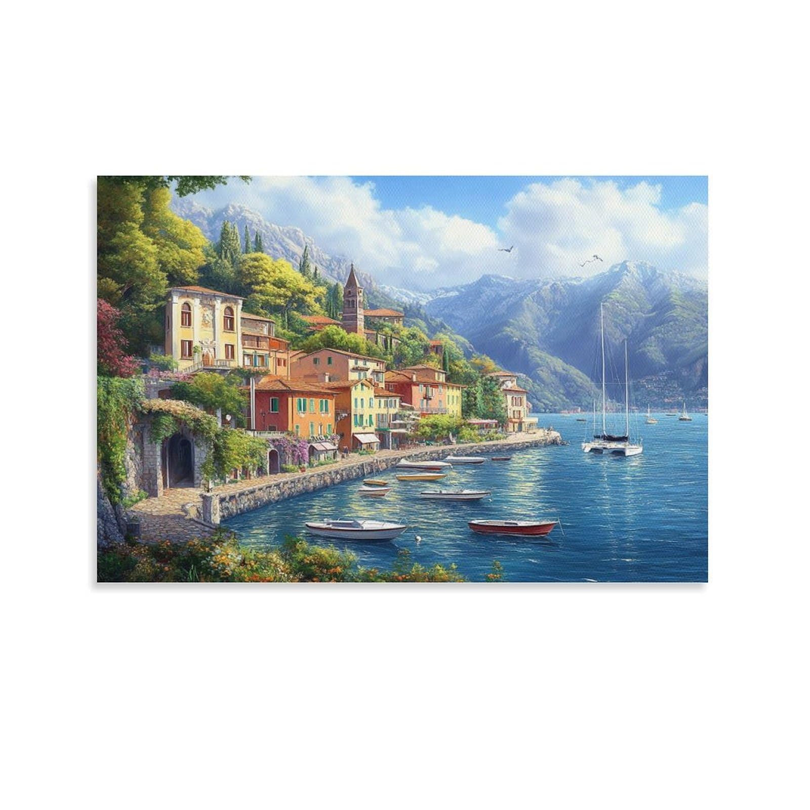 Lienzo para dormitorio grande con poster del Lago Como 6