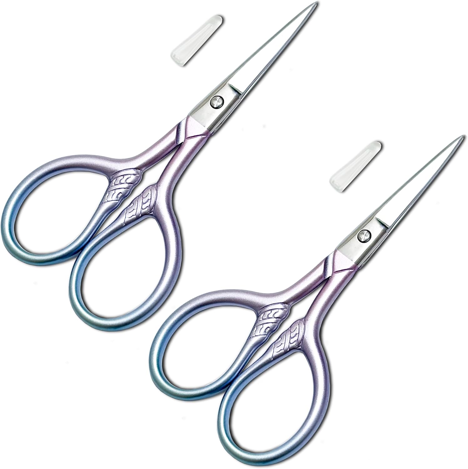 Beauty Scissors for Facial Hair Cutting, Eyebrow, Eyelash, Beard, Moustache - Multi-Functional Precision Trimming Tool for Grooming, Sewing, Embroidery, Crochet, Yarn & DIY Crafts 2 pcs 3.5 inch