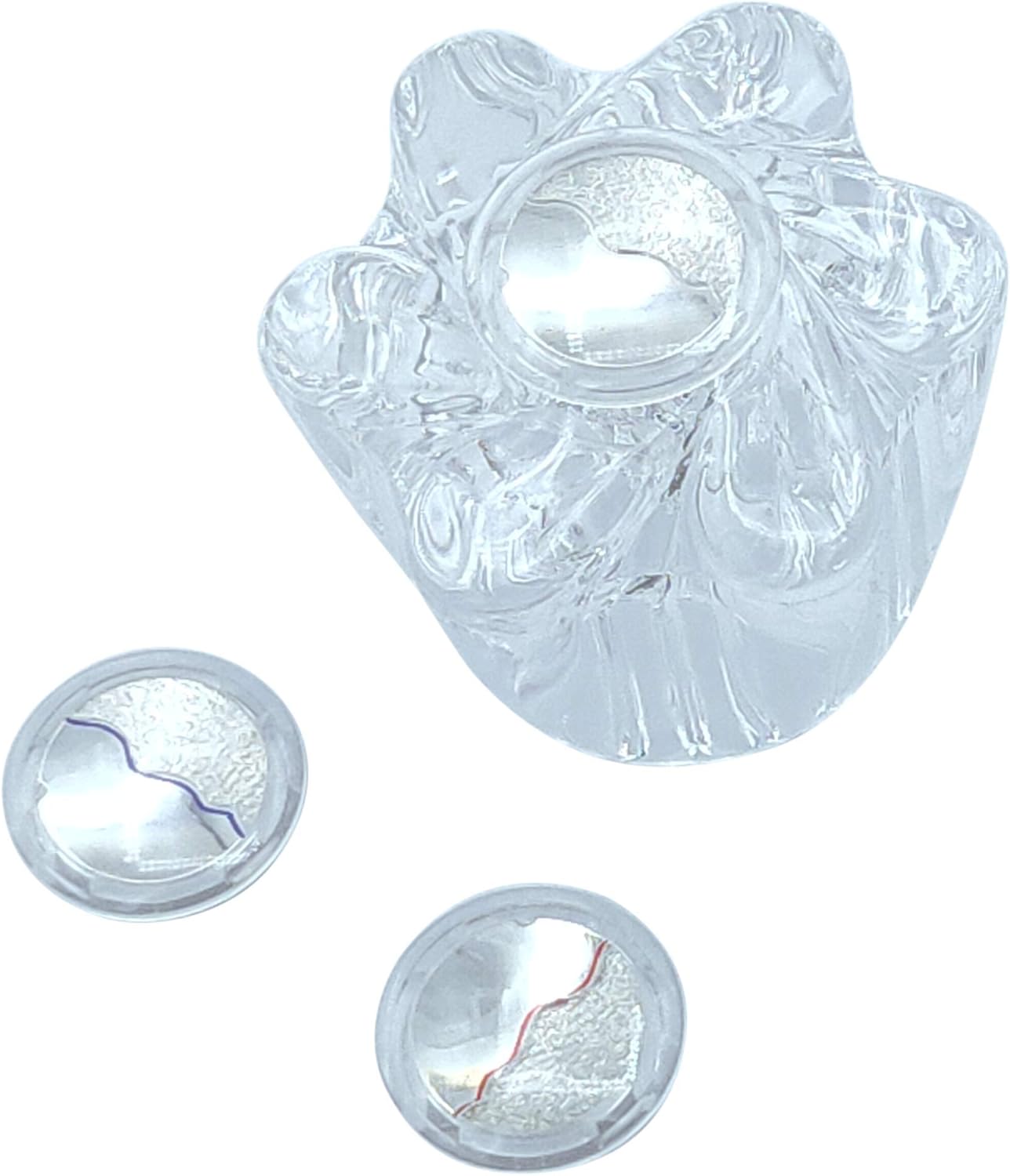 Bathtub and Shower 1 Piece Petal Faucet Knob Replacement Trim Kit with 3 Piece Button Set of Hot, Cold, and Diverter, Clear Acrylic