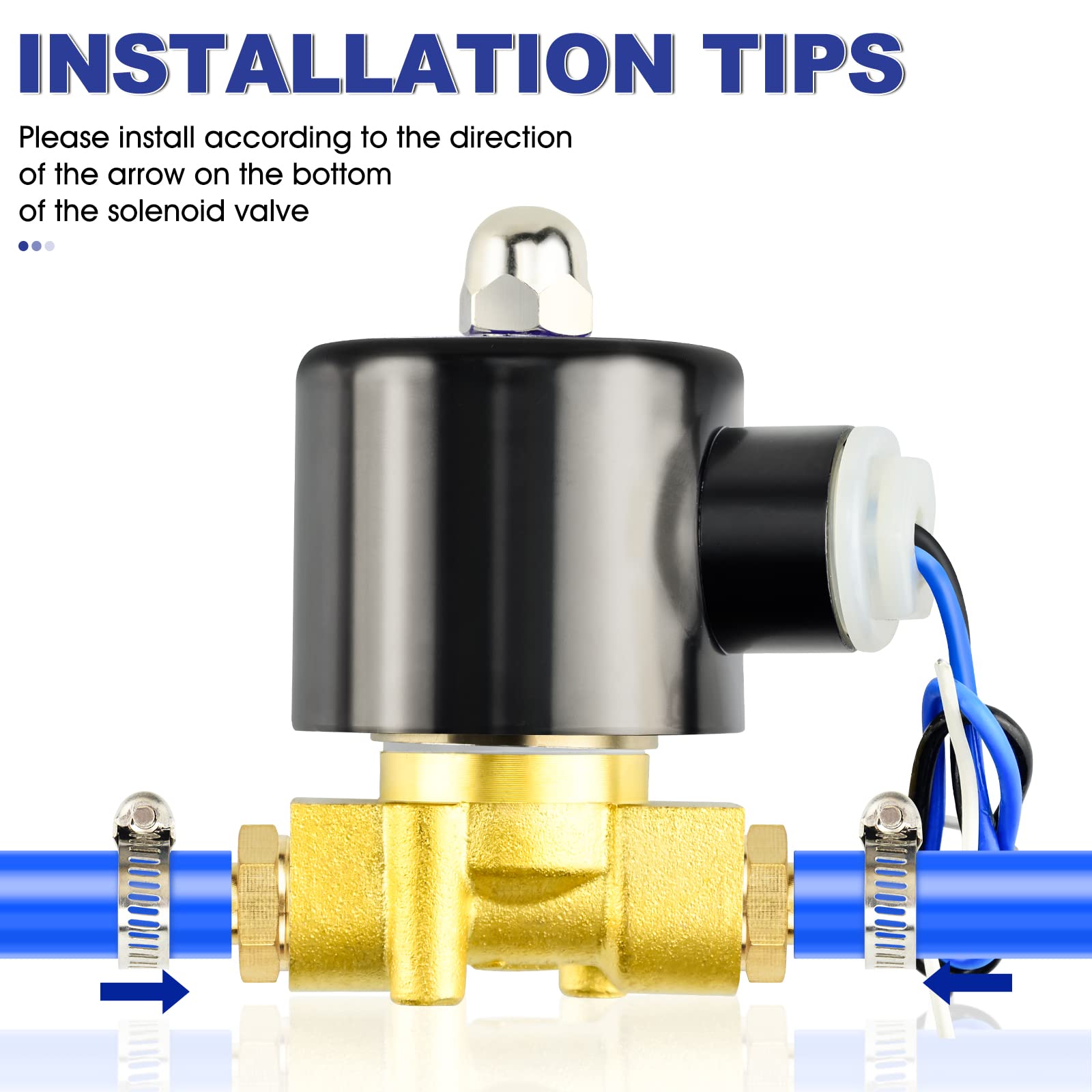 1/4" BSP 220V Électrovanne électrique en laiton avec connecteur cannelé, adaptée pour l'eau, l'air, le carburant, le gaz fermé
