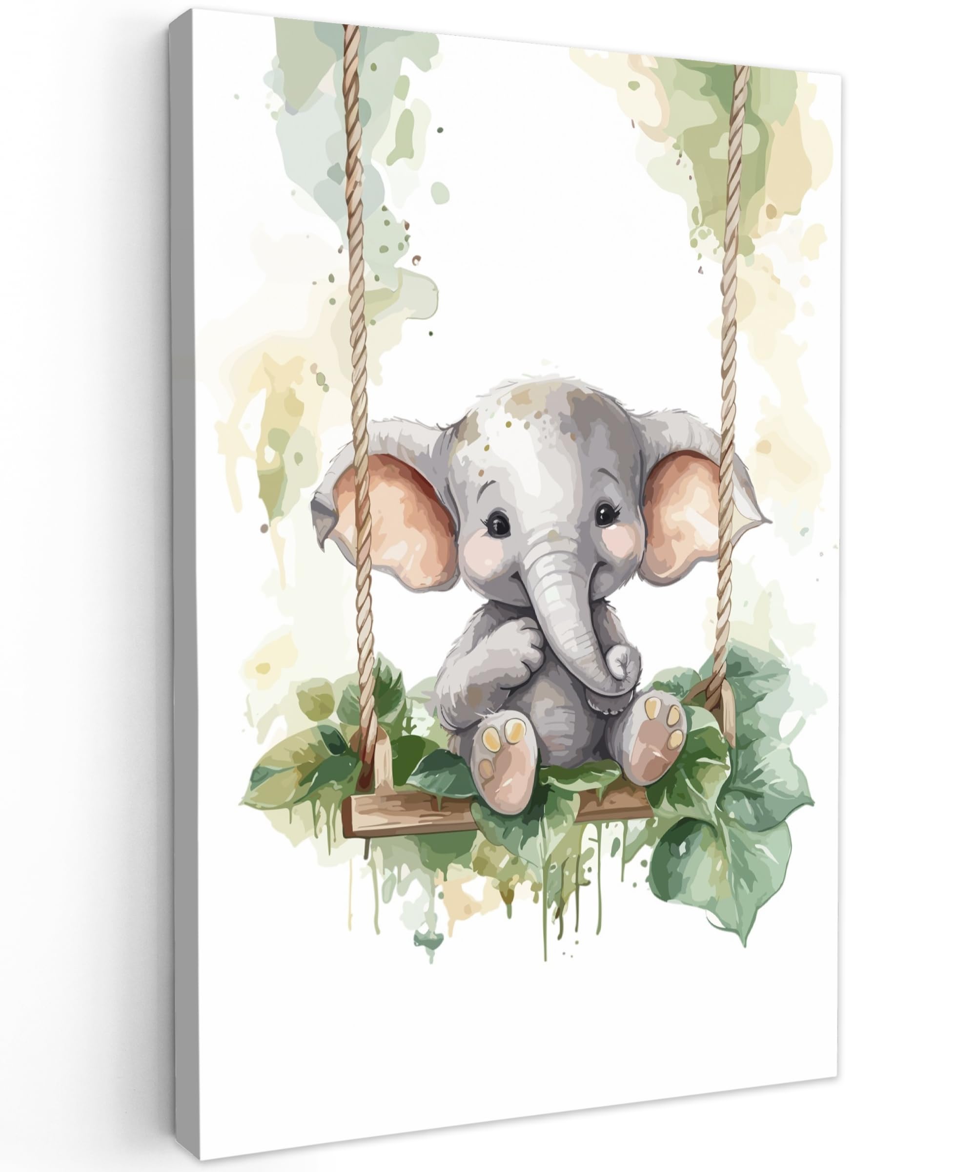 MuchoWow© Canvas Wall Art 16"x24" / 40x60 cm Decor Prints for Living Room Decorative Canvases Hall Artwork Elephant - Animal - Children - Jungle - Nursery - Baby room