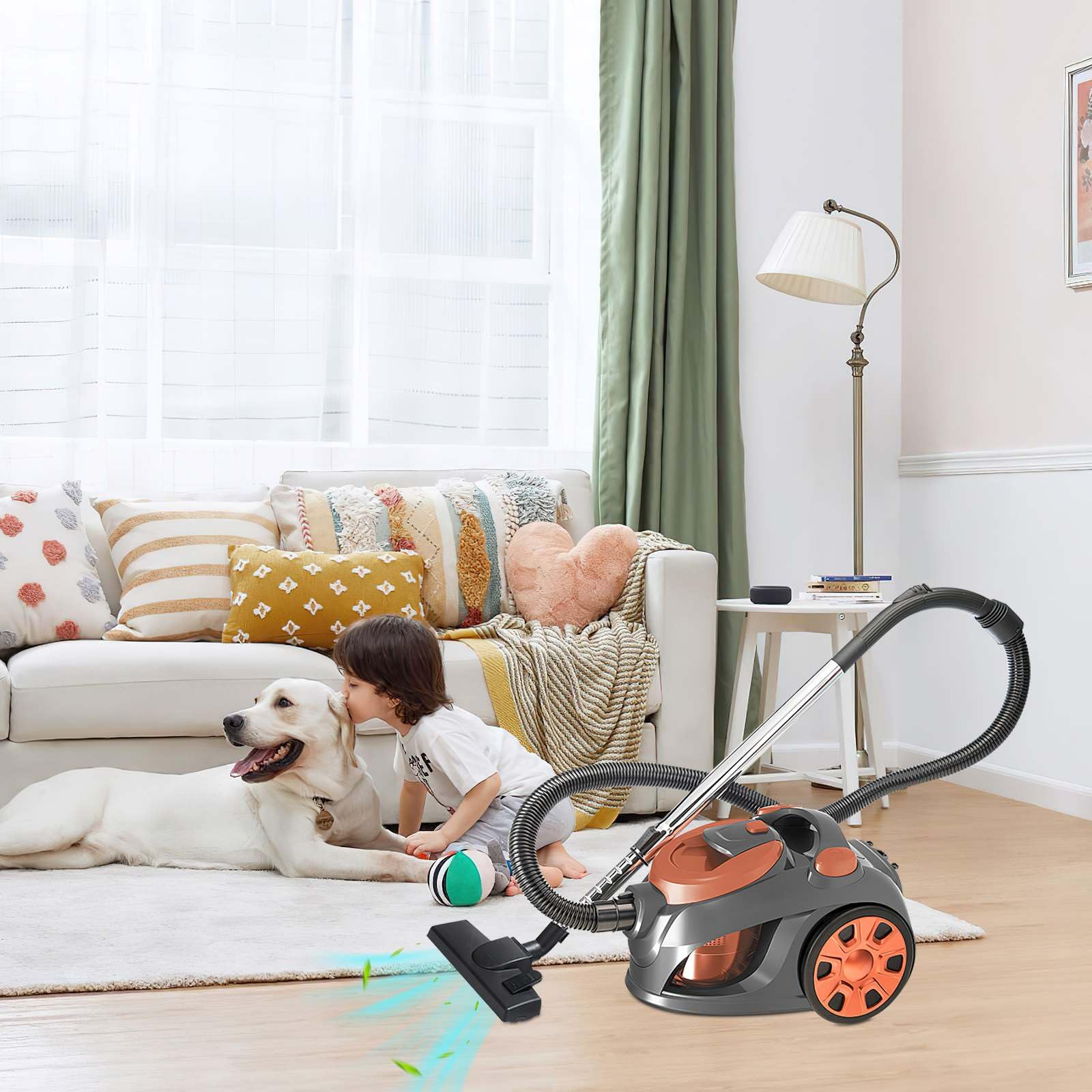Aspirateur Traîneau sans Sac 3300W Haute Puissance - Aspirateur Cyclonique avec Capacité 3,5L, pour Poils d'animaux, Tapis et Sols Durs, Filtration Haute Efficacité