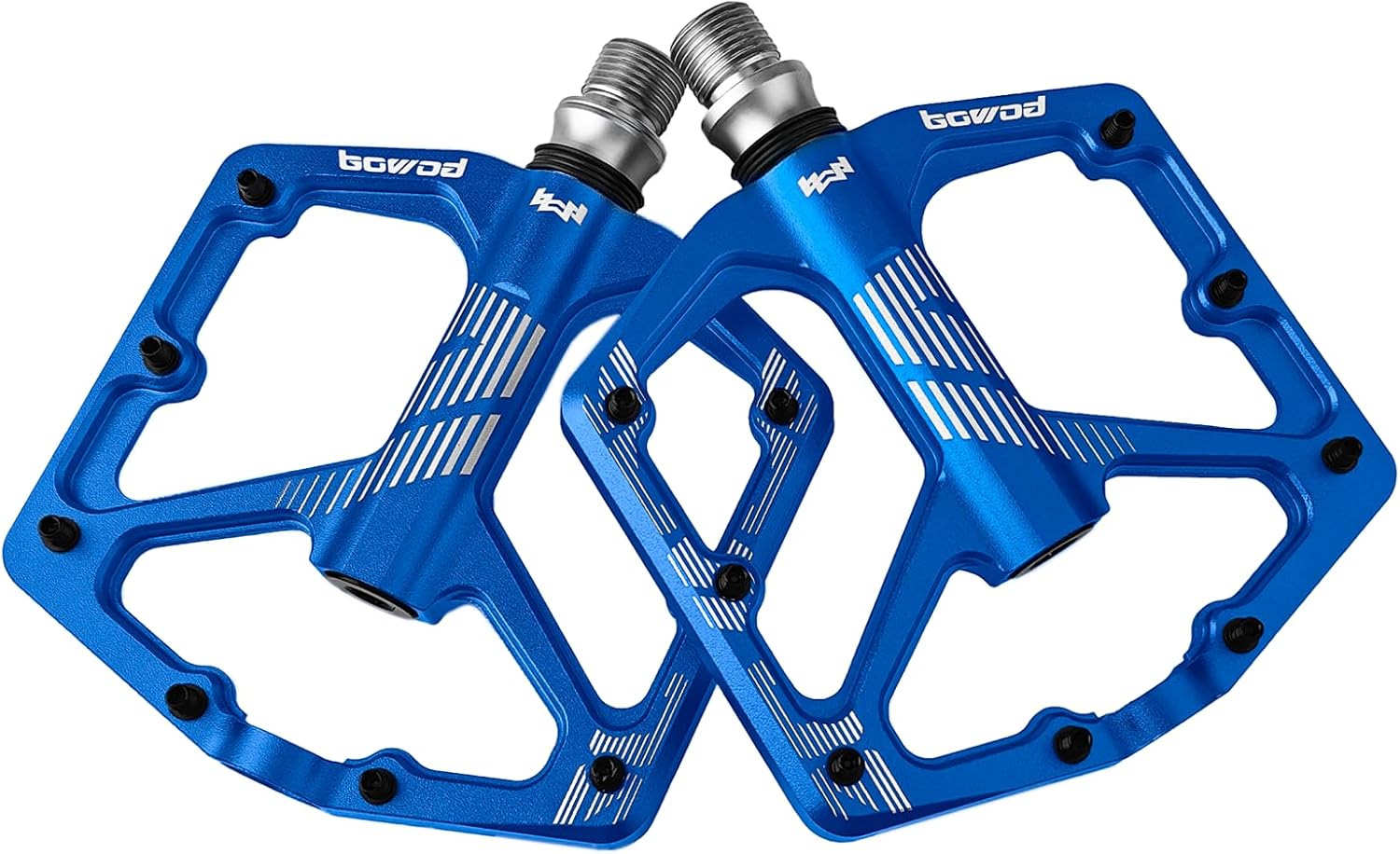 MTB Pedals Flat, Gravel Bike Pedals Flat, Light CNC Aluminum Alloy Platform Pedal w 3 Bearings Cr-Mo Spindle, Grippy Bicycle Pedals w 16pcs Pins, Mountain Bike Pedals Adult Child BMX Bike 9/16"
