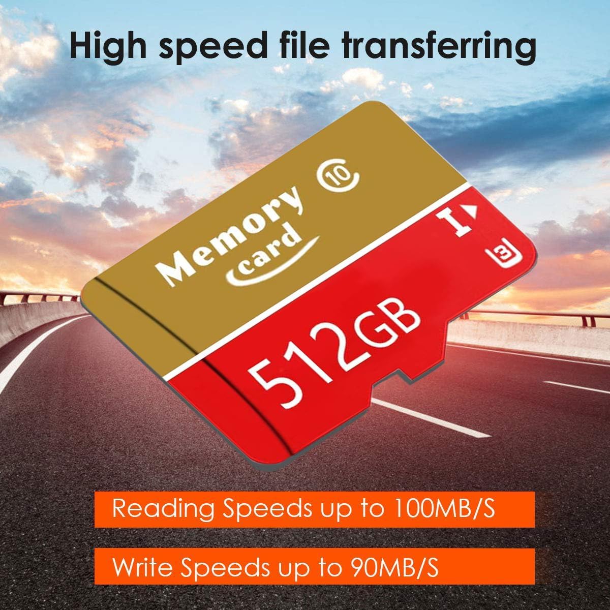 MicroXC Card 512GB TF Card A1, UHS-I, U3, V30, Class 10 Compatible, Read Speed Up to 100 MB/s,Write Speed Up to 75 MB/s, Adapter Included