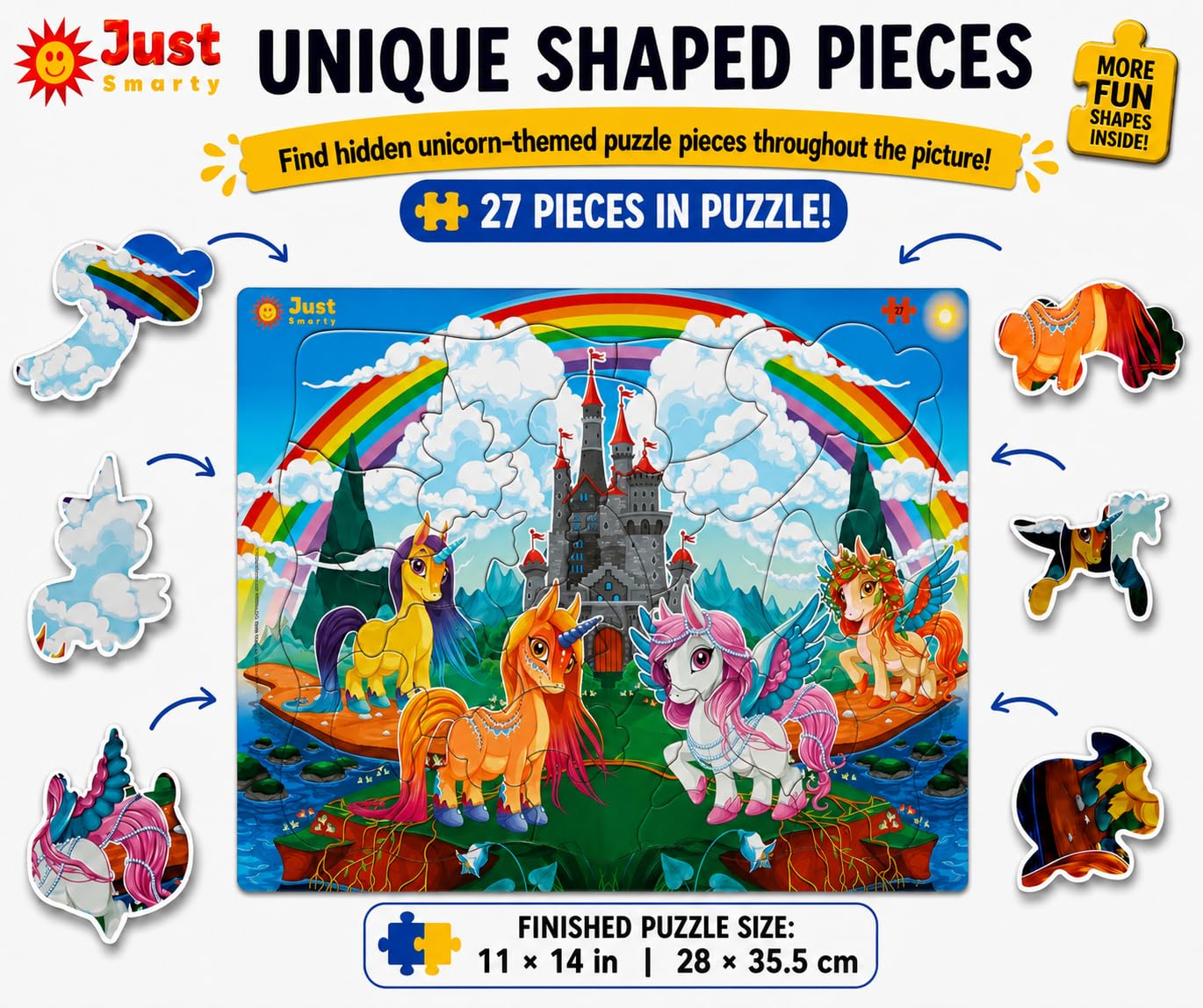 Amazon.com: Just Smarty Unicorn Puzzle for Girls, 27 Pieces