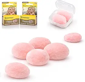 Pacote com 2 protetores de ouvido Ohropax reutilizáveis de cera/algodão (24 plugues no total) com estojo de transporte transparente