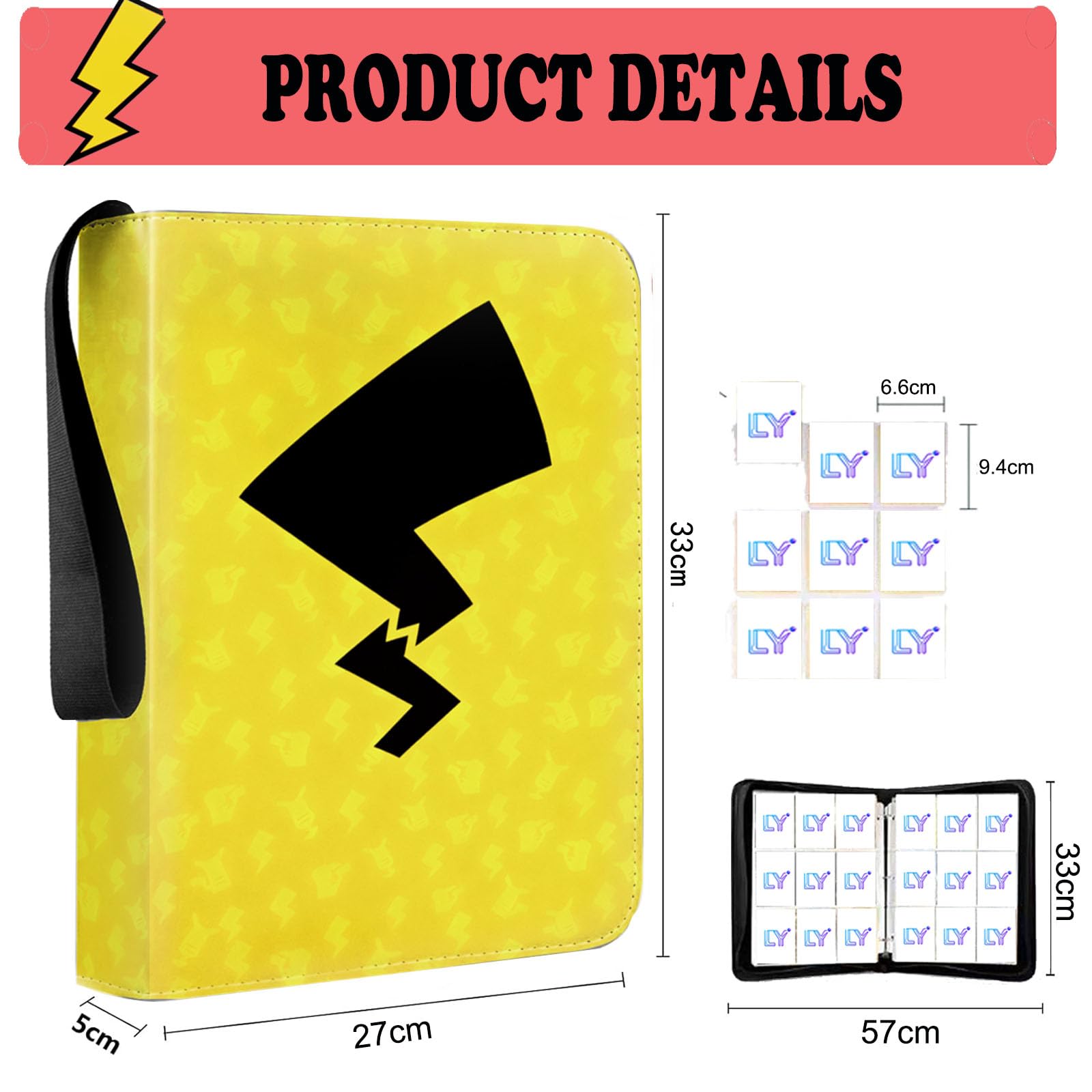 Trading Card Albums 900 Pockets, Heavy Duty Trading Card Binder Storage, Waterproof PU Card Folders with 50 Removable Sleeves - Image 2