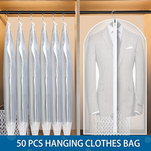 Miniatura 6 de 50 bolsas colgantes para ropa, ligeras, transparentes, con cremallera completa, bolsas de traje a granel, para chaquetas, uniformes, almacenamiento