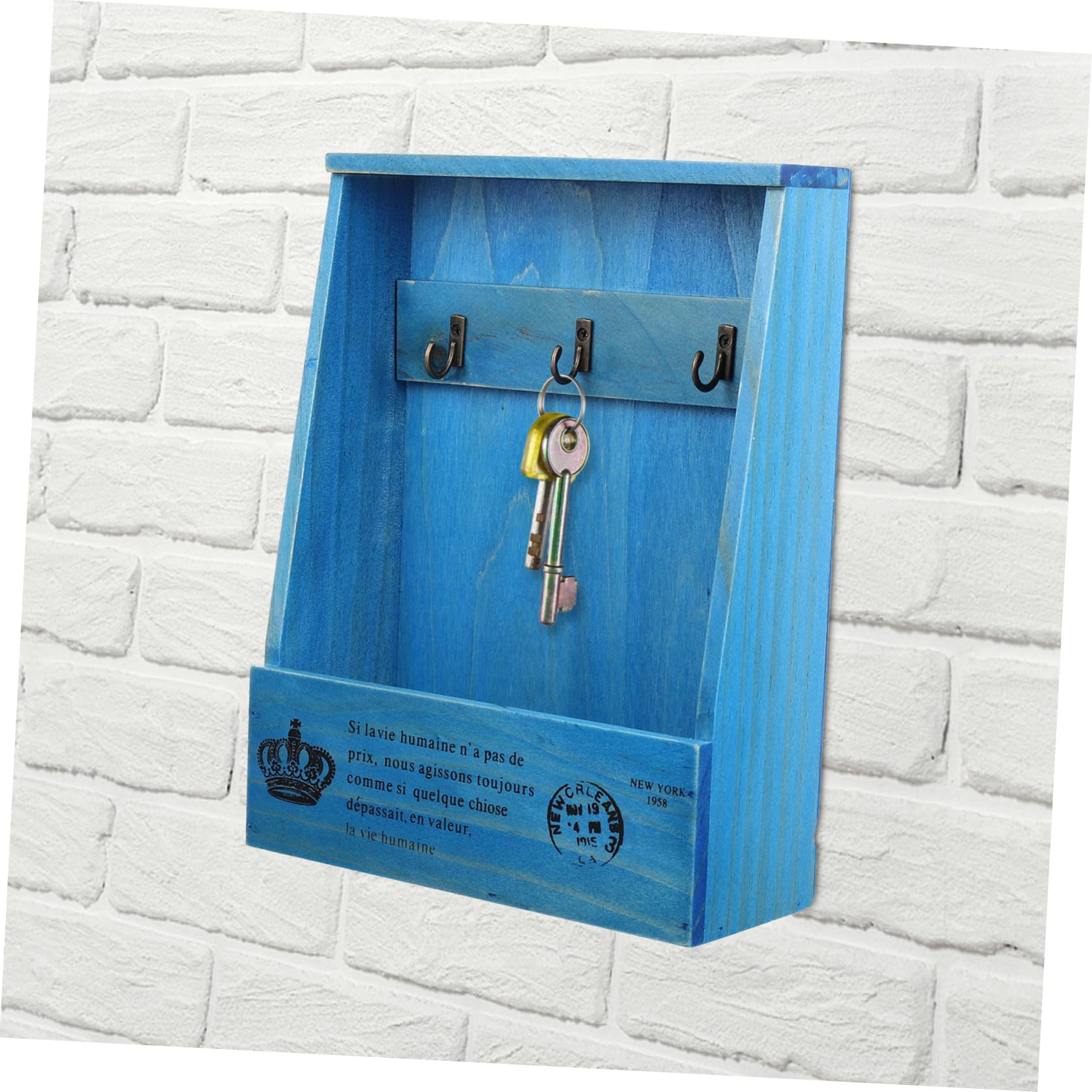 Gatuida Contenitore per Chiavi da Parete in Legno Blu, Stile Creativo