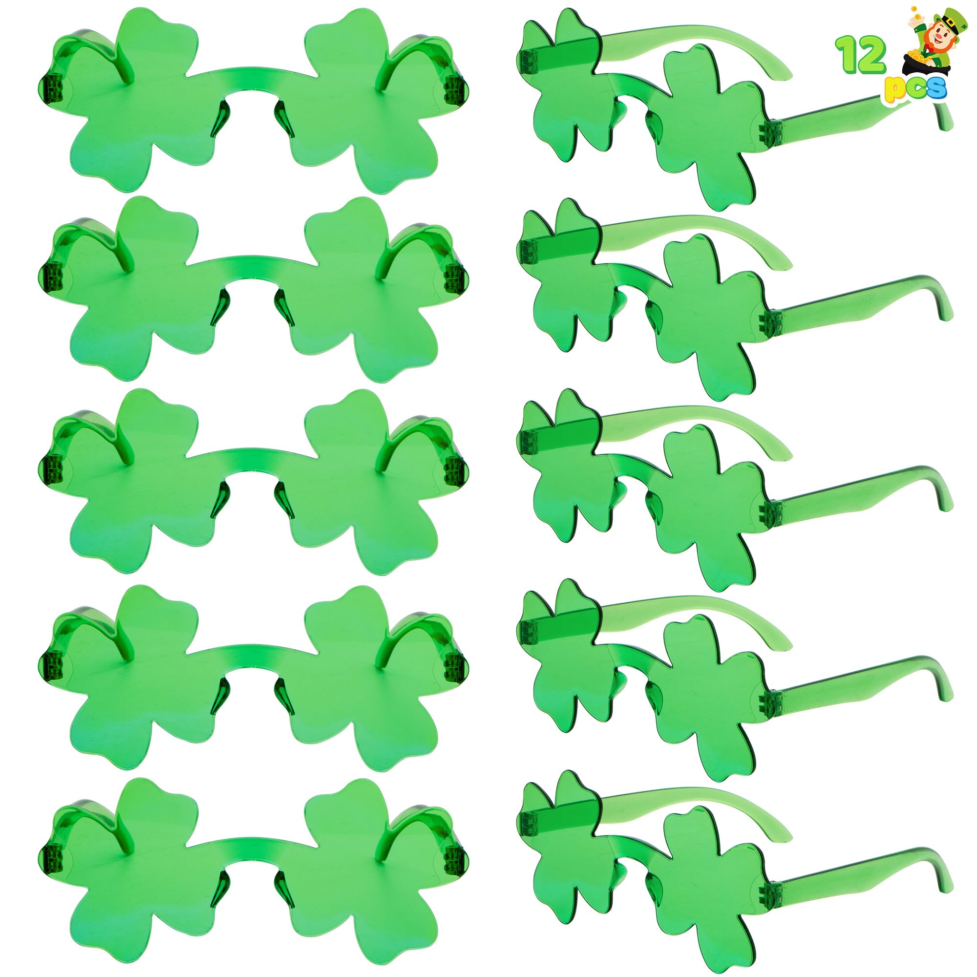 JOYIN 12 PCS St. Patricks Day Sunglasses Shamrock, St Patrick Accessories Shamrock Glasses Clover Eyewear, St Patrick Party Favor Supplies