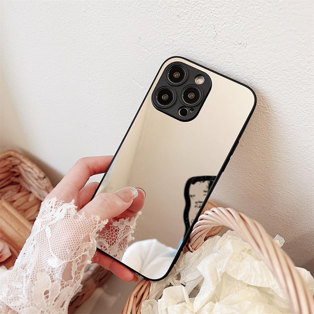 Miroir clair pour iPhone 14 Plus avec coque de protection noire chic - 7