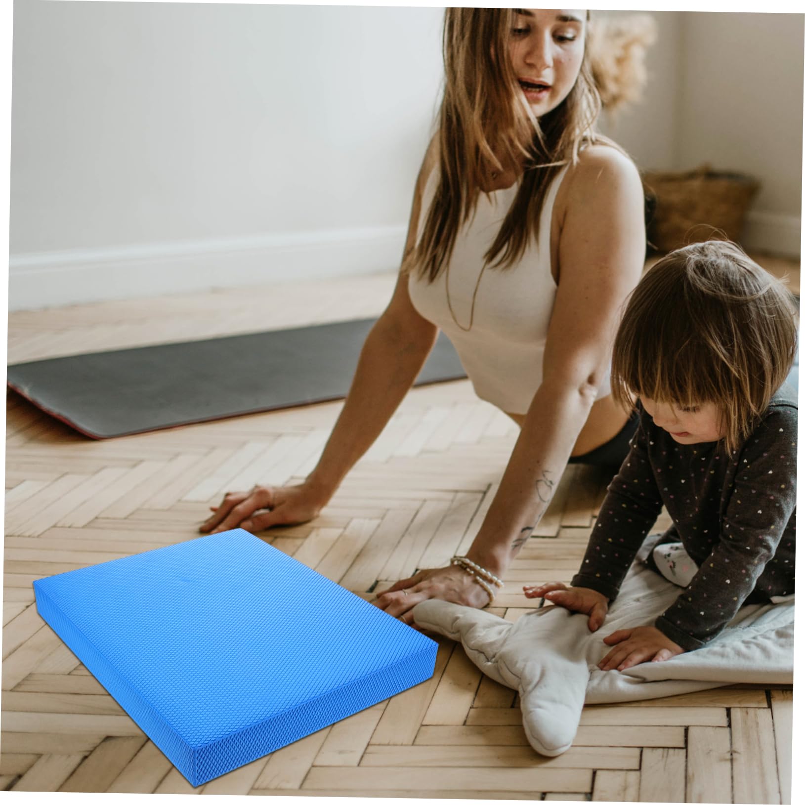 Toyvian Tappetino in Tpe Blu per Yoga e Allenamento, Cuscino Antiscivolo per Ginocchia e Gomiti, Facile da Arrotolare, per Stretching e Ufficio