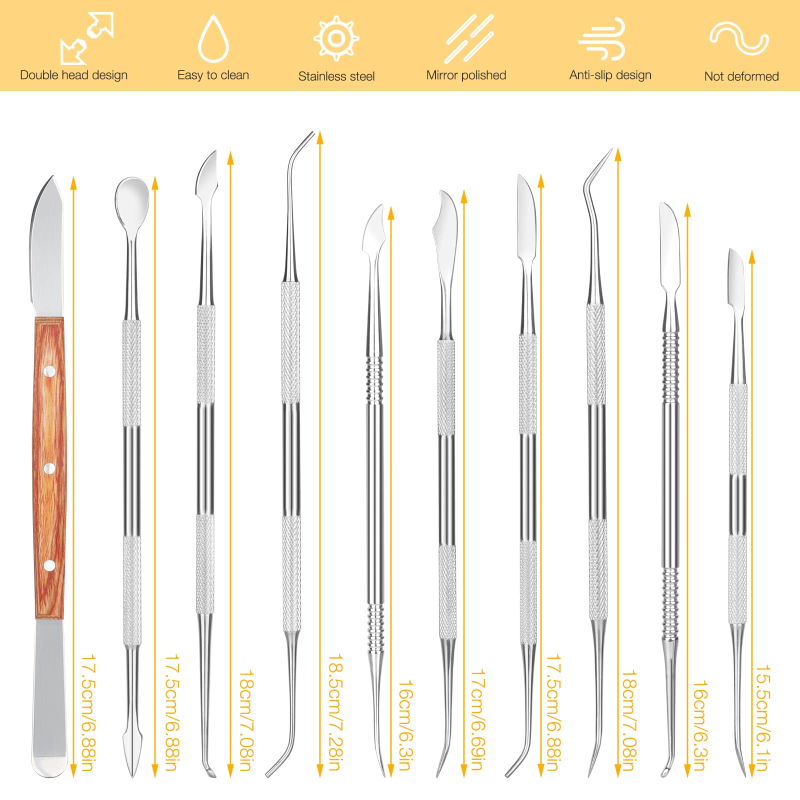 Scalpelli Spatole Acciaio Inox Set Di 4 Strumenti Dentali In Acciaio Inox: Scalpello, Spatola, Sonda E Intagliatore Per Cera - Nuovo Set Cacciaviti Di Precisione - Foto 7