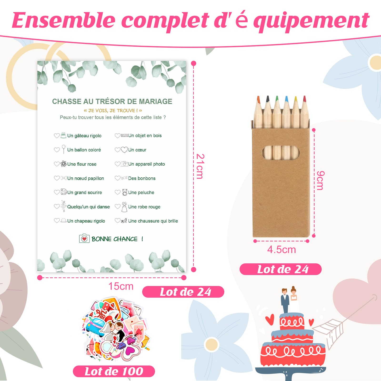 24-teiliges Geschenkset für Hochzeit und Kinder, 244 Teile, Herausforderungsbücher, Fotos, Hochzeit, Kinder, mit Buntstiften, selbstklebend und Geschenktüten für ruhige und verspielte Aktivitäten für