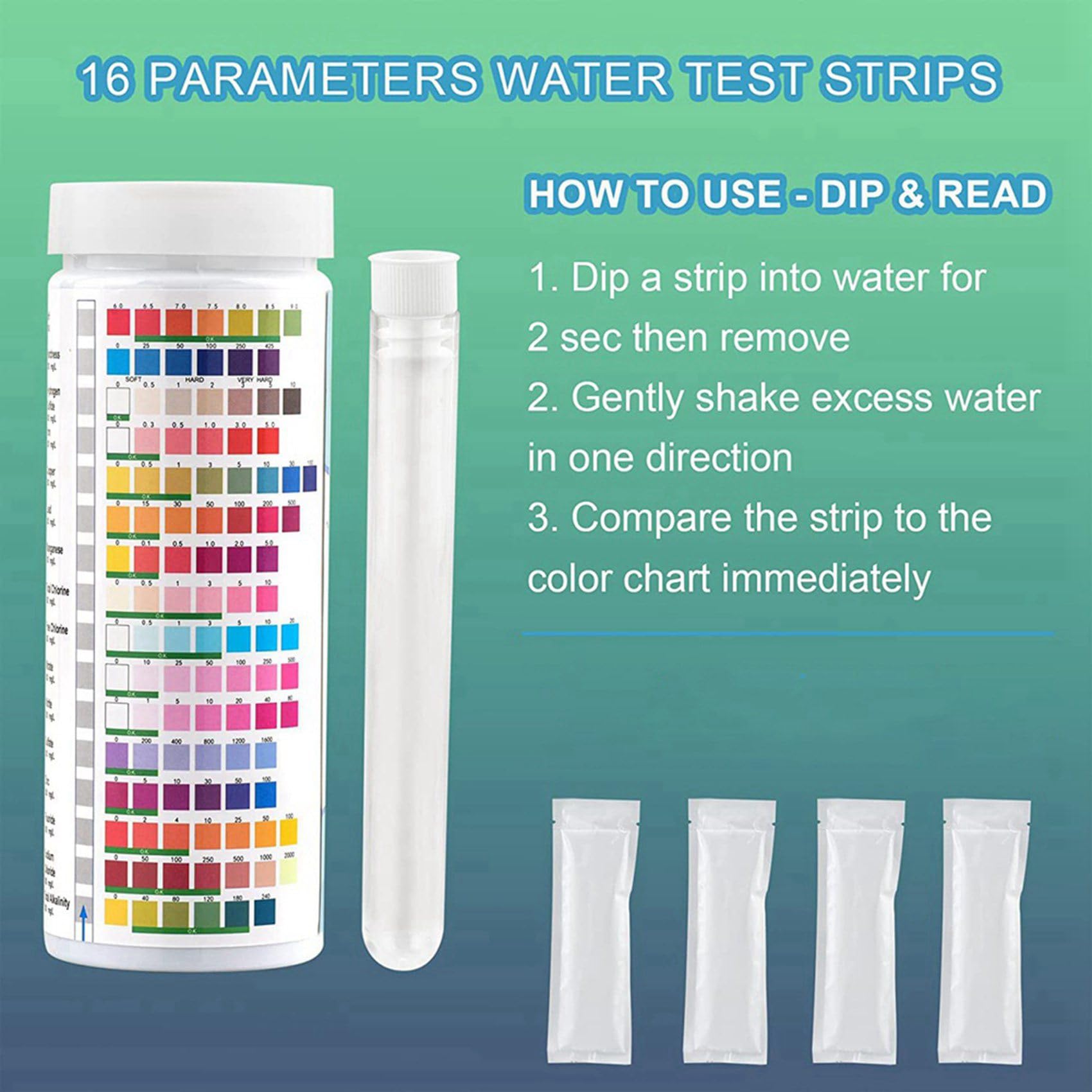 3X Kit Completo per il Test 'Acqua 17 In 1 per La Casa, 100 Strisce + 2 Kit per il Test 'Acqua per il Test Facile 'Acqua Potabile, PH,