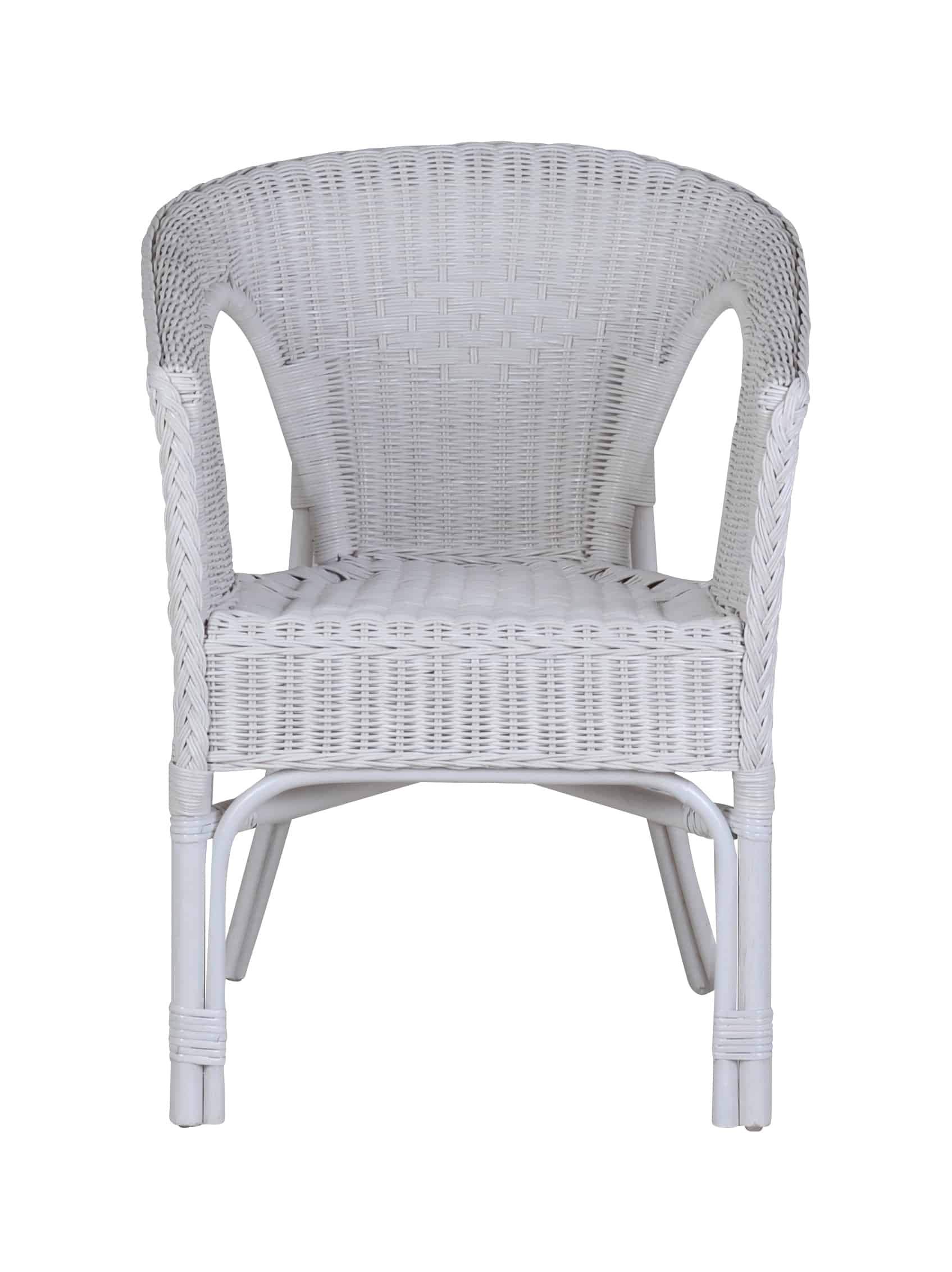 Armlehnstuhl Rattan 57x75x56 cm Landhausstil Rattan Weiß