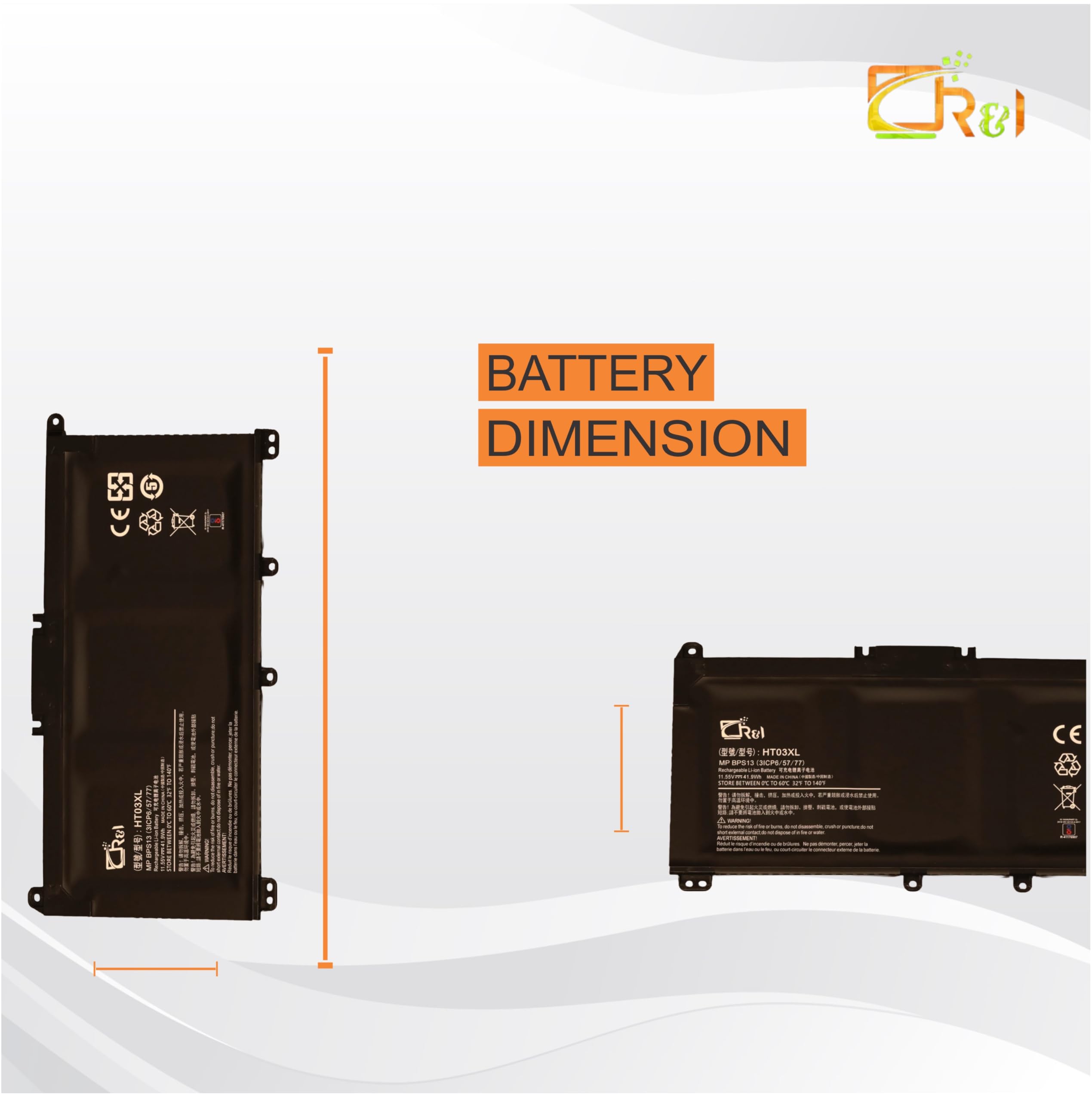 R & I HT03XL Laptop Battery Compatible for HP Spare L11119-855