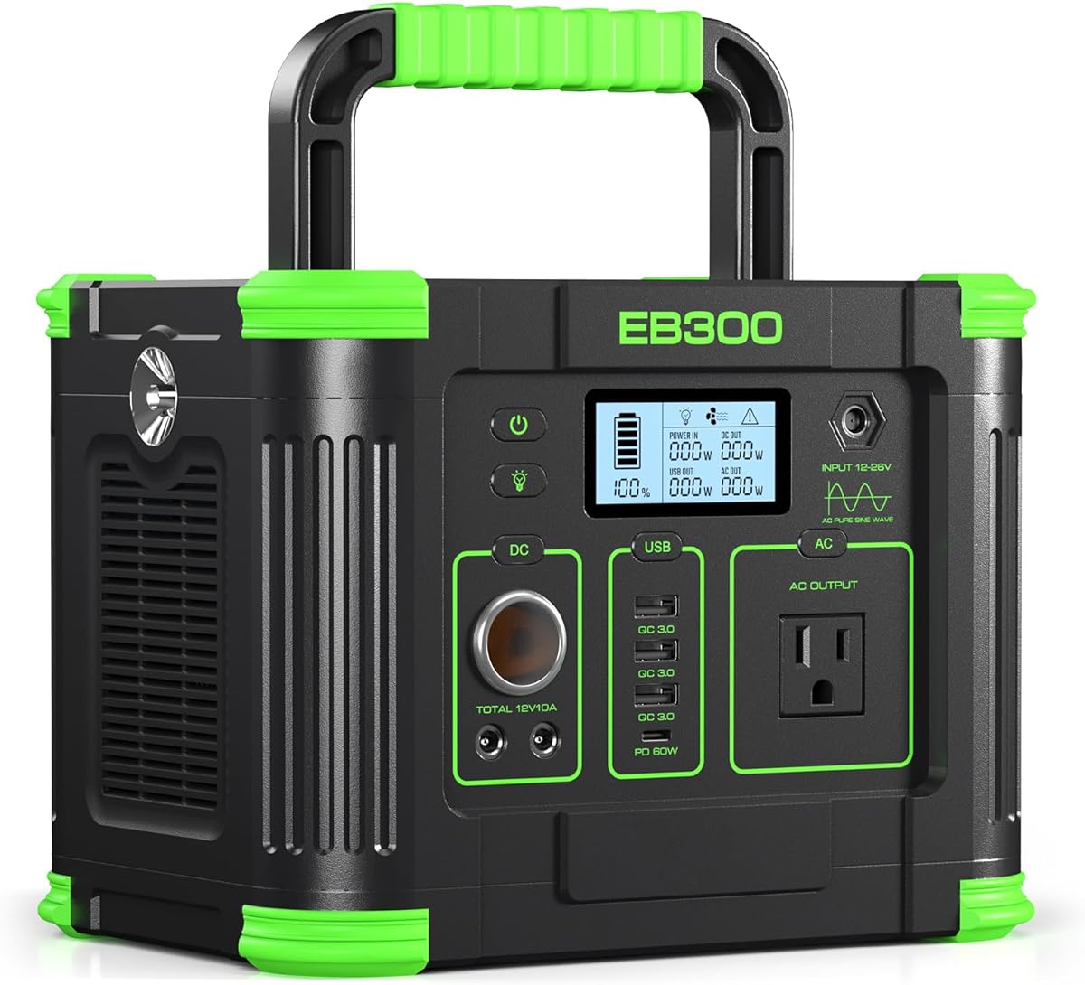 Portable Power Station 330W, 288.6Wh Solar Generator with 60W USB-C PD Output, 110V Pure Sine Wave AC Outlet, 5W Wireless Charging, 330W Backup Lithium Battery for Outdoor Camping Travel Hunting Home