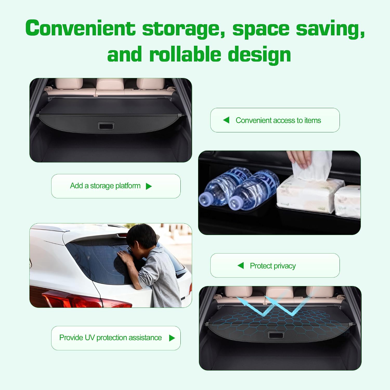Cargo Cover for Toyota RAV4 2026 2025 2024 2023 2022 2021 2020 2019 Accessories,Trunk Cover Anti Peeping Sunshade Retractable Safety Cover for Toyota RAV4 2019-2026(Carbon Fiber Texture)