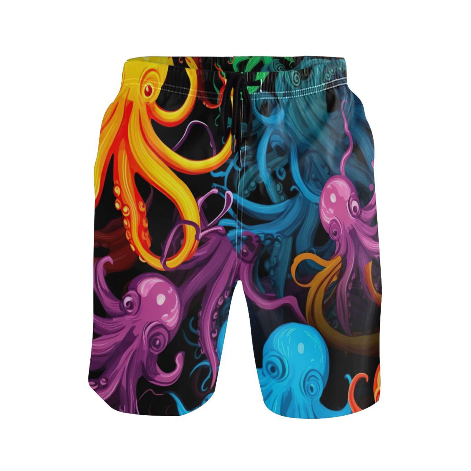 FRMG Octopus Men's Swim Trunks,Quick Dry Beach Shorts with Pockets and Mesh Lining L 2010087