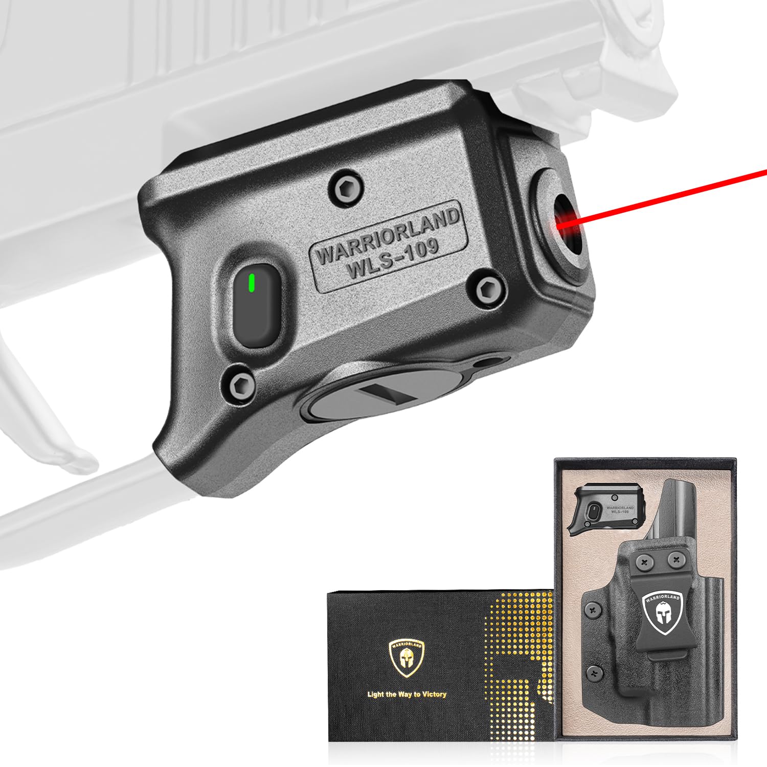 WARRIORLAND Red Laser Sight Fit P365X-Macro with Kydex Holster, First Red Beam Sight with Power Indicator, P365 X Macro Laser with IWB Holster Right Hand, WLS-109 w/ P365X Macro Holster