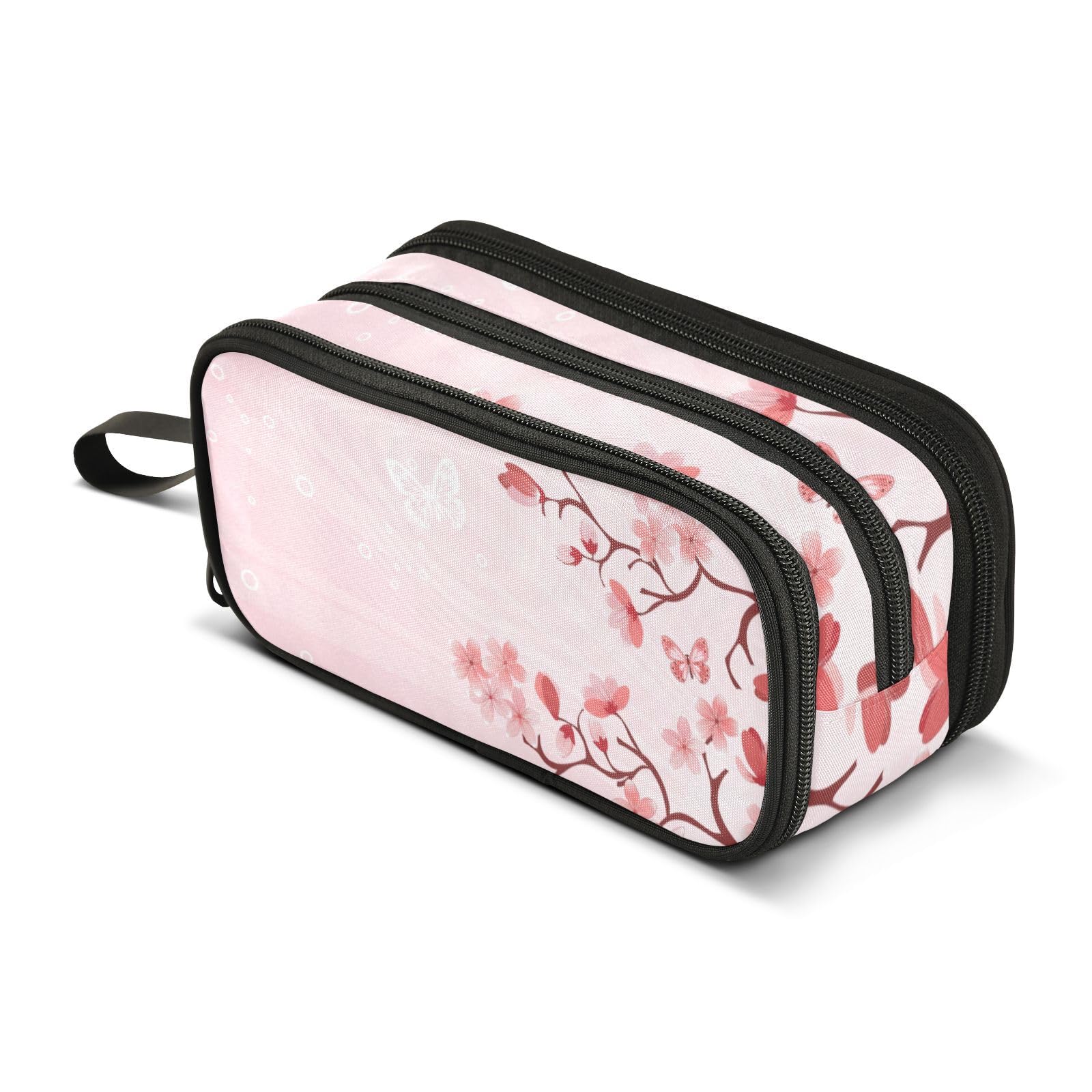 ISAOA Big Capacity Pencil Cases Cherry Blossom Flowers Butterfly Pouch Bag Large Pen Bag Stationery Bag for Girls Boys Adults Student โ image 1
