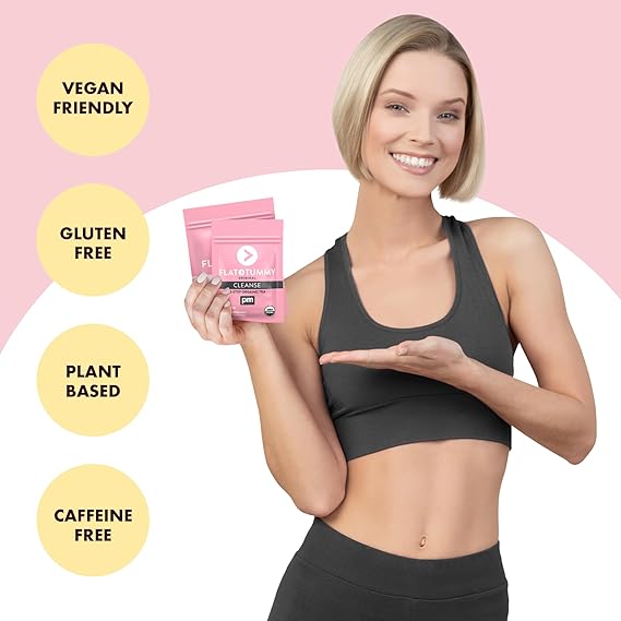 Flat Tummy Tea 2-step, 4 Week Program Detox Tea to Boost Energy & Reduce Bloating* - All Natural Detox Cleanse w/ Green Tea, Lemon Balm, Dandelion, Fennel, More - Digestion support