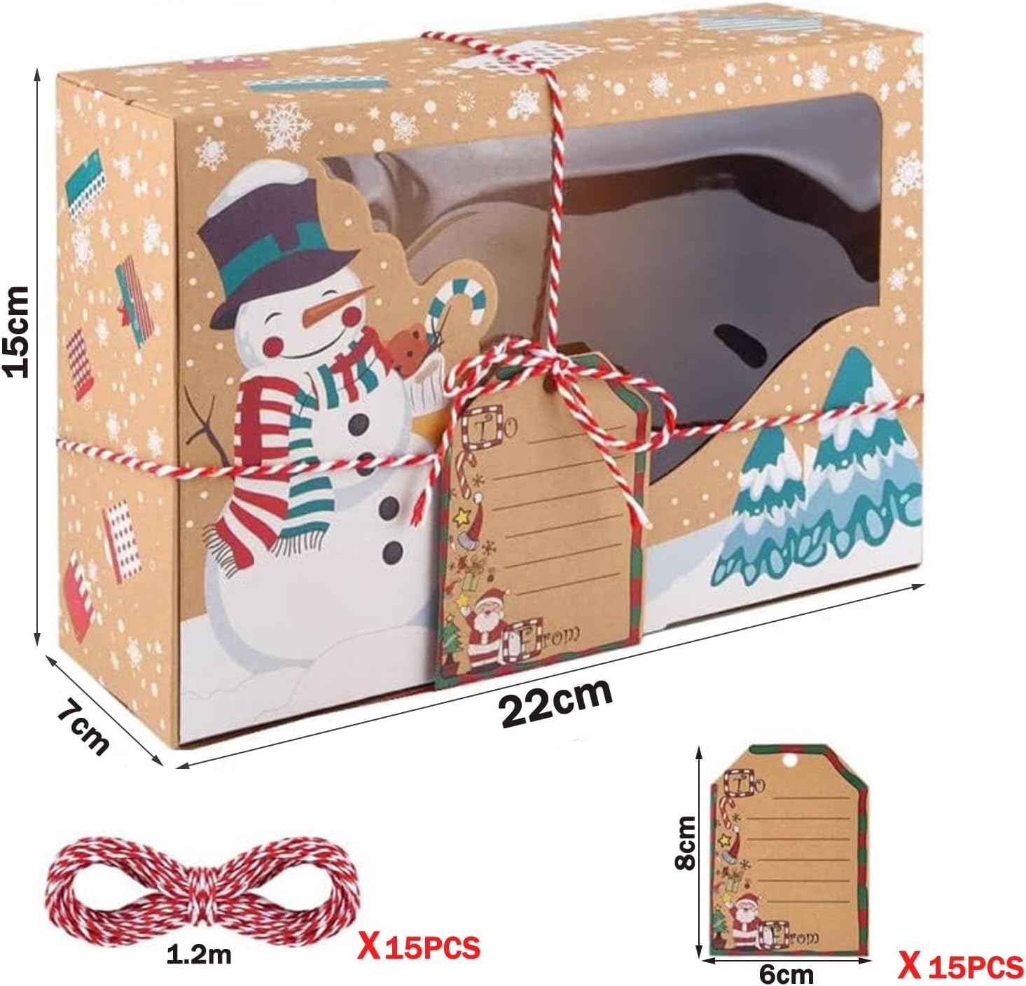 Fiintrwa 15 Stück Kraftpapier Geschenkboxen Weihna Produktbild-Vorschau 10